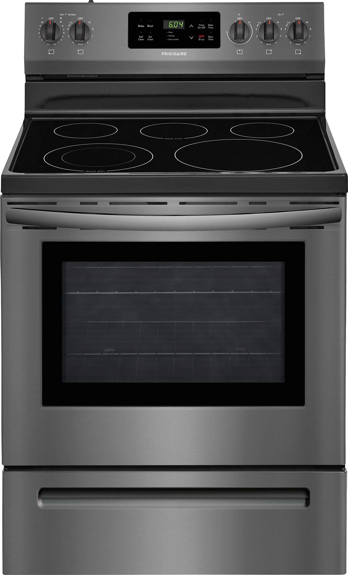 【Appliances】30 Freestanding Electric Range with 5.3 cu. ft. Capacity 2 Oven Racks Storage Drawer 5 Heating Elements