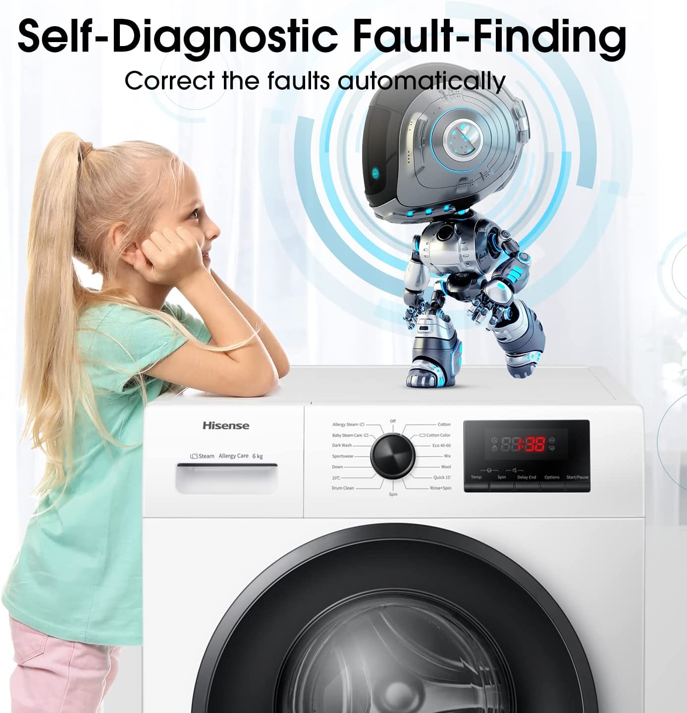 WFPV6012EM-Freestanding-6 KG-Front Load Washing Machine-Steam Wash-Quick Wash-15 Washing Programs