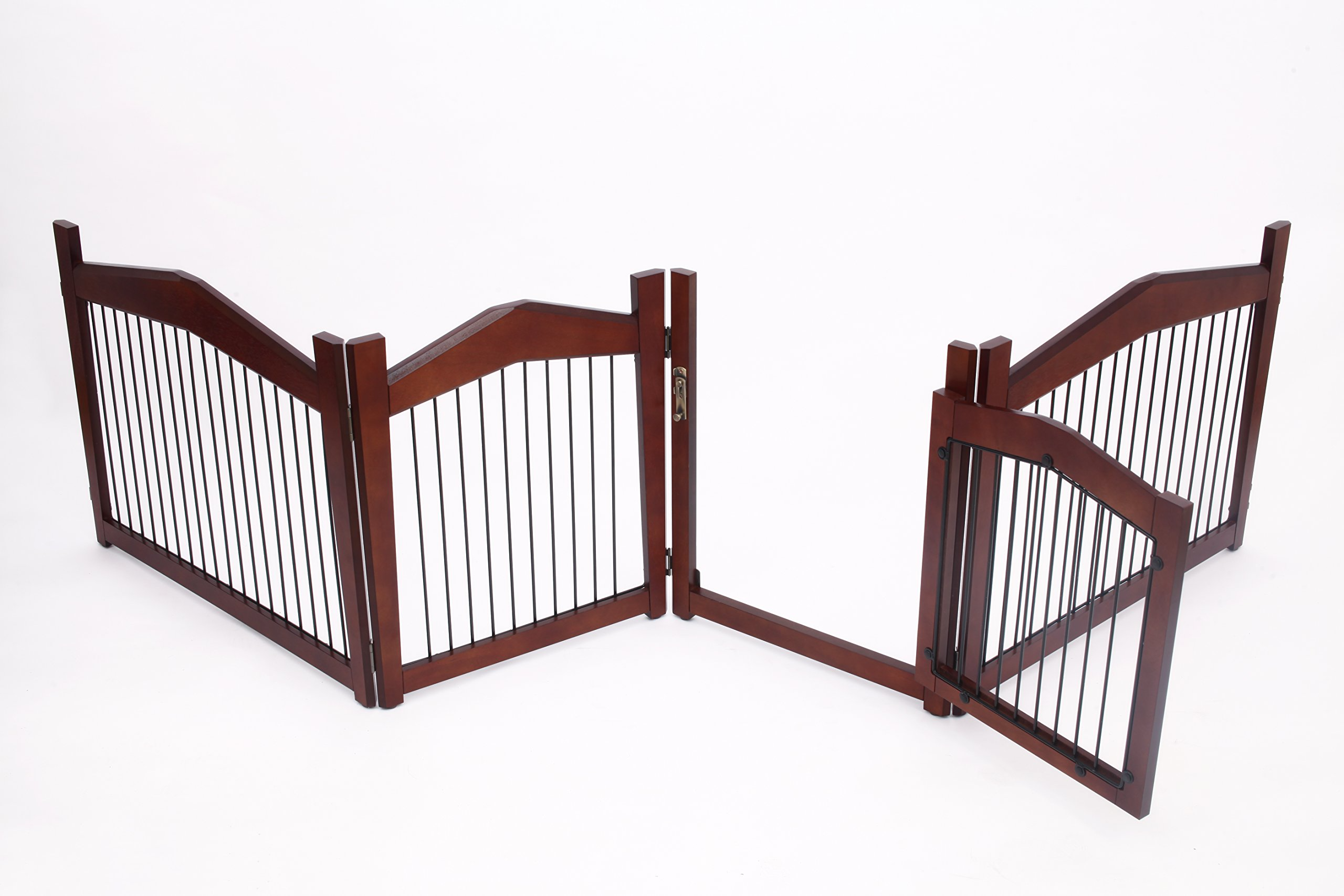 【Pet】2-in-1 Configurable Pet Crate and Gate, Brown, Large