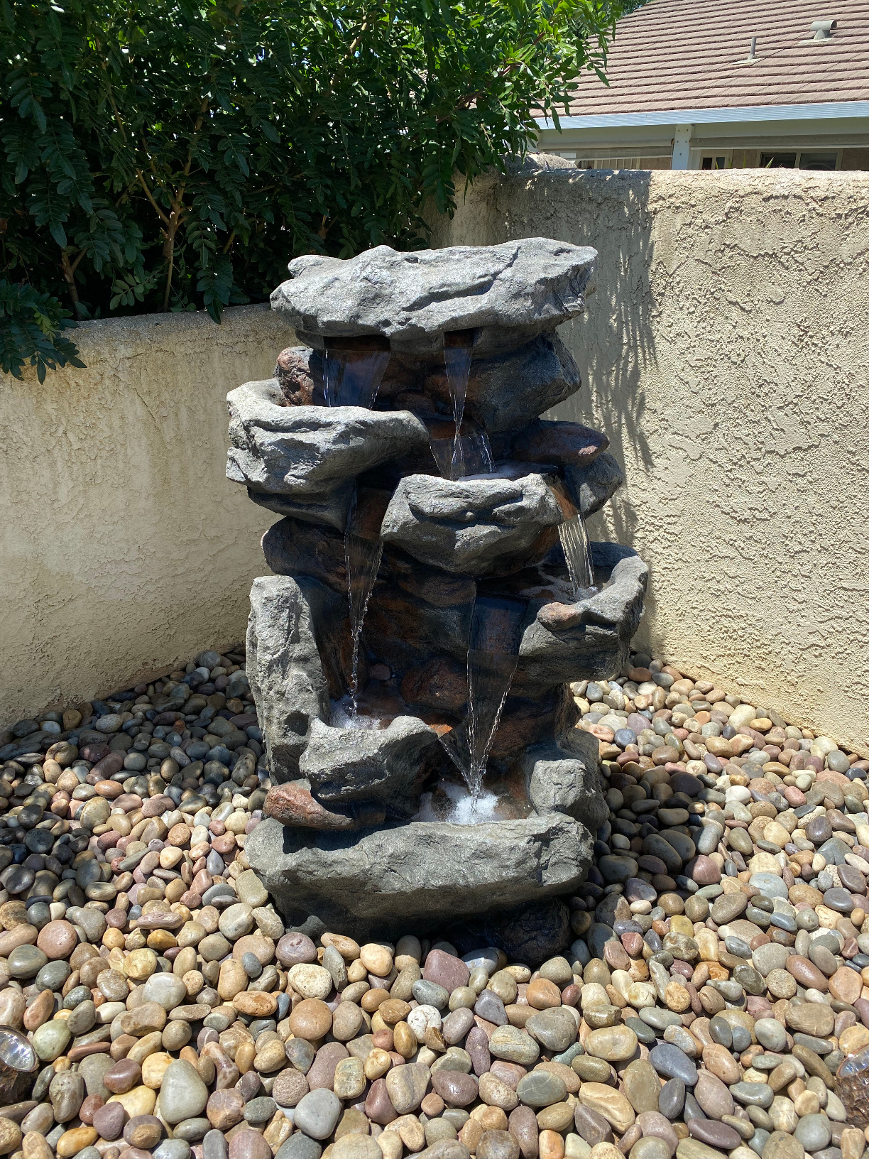 【Décor】Rainforest Rock Tiered LED Lights Floor Fountain, 33