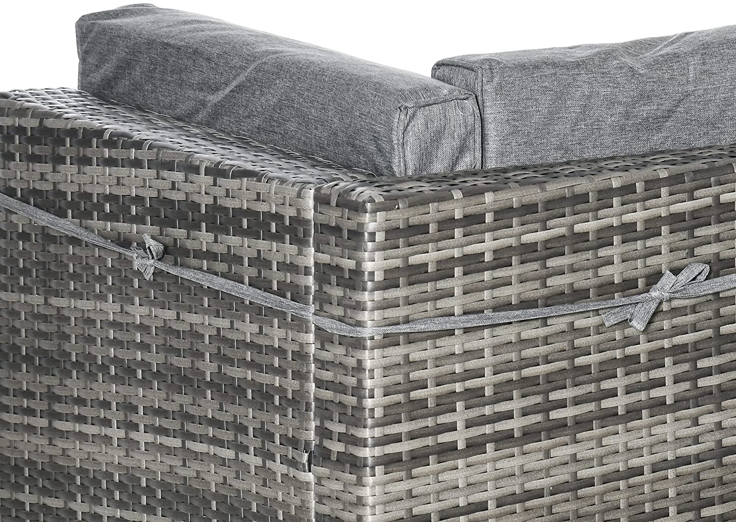 【Furniture】【BS】7 Pcs Outdoor Rattan Furniture Set, Patio Wicker Sectional Conversation Sofa Set, Grey