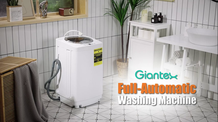 【Appliances】Giantex Portable Washing Machine, Full Automatic Washer & Dryer Combo with Built-in Pump Drain