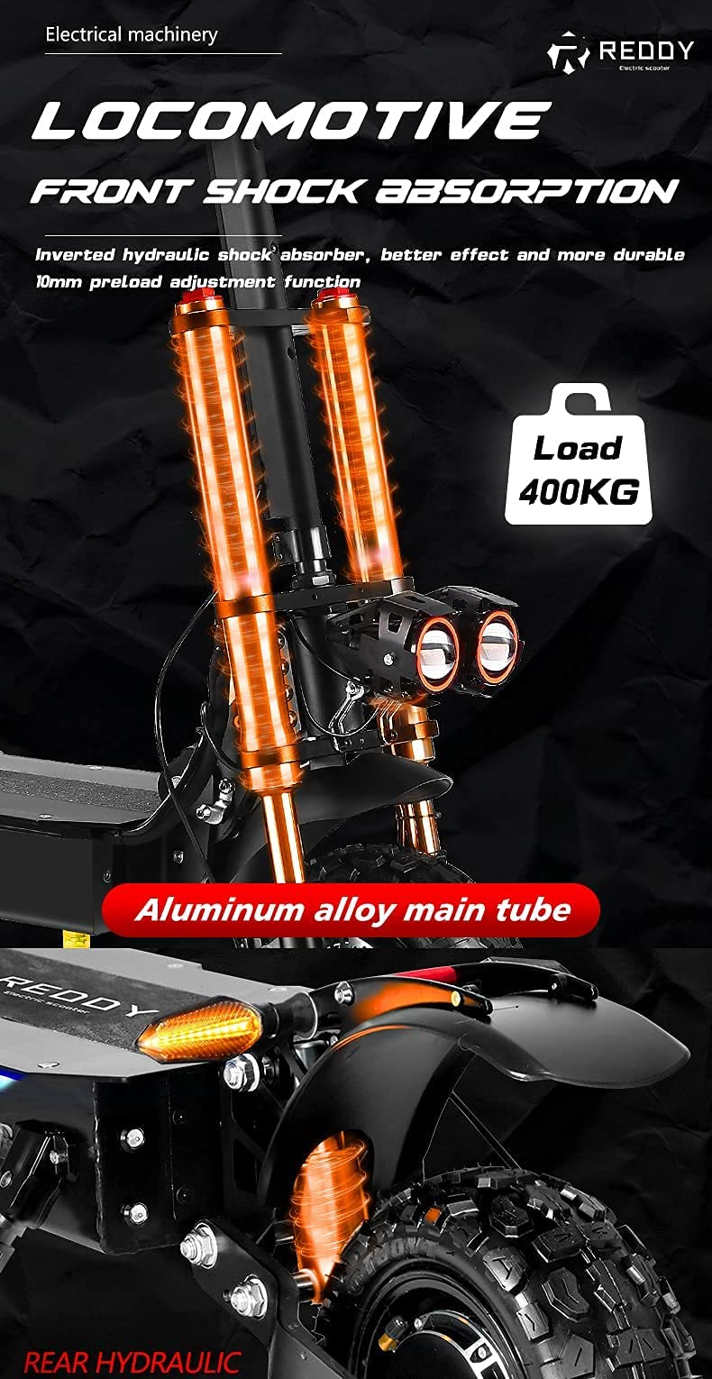 Adult Electric Scooter, Max Speed 55MPH,Total Power 6000W, 90mile Long Range Battery, 60V Dual Drive, 11-inch Wheels, Portable Foldable, Off Road (60V38AH 70-75 Mile Range<NO8>