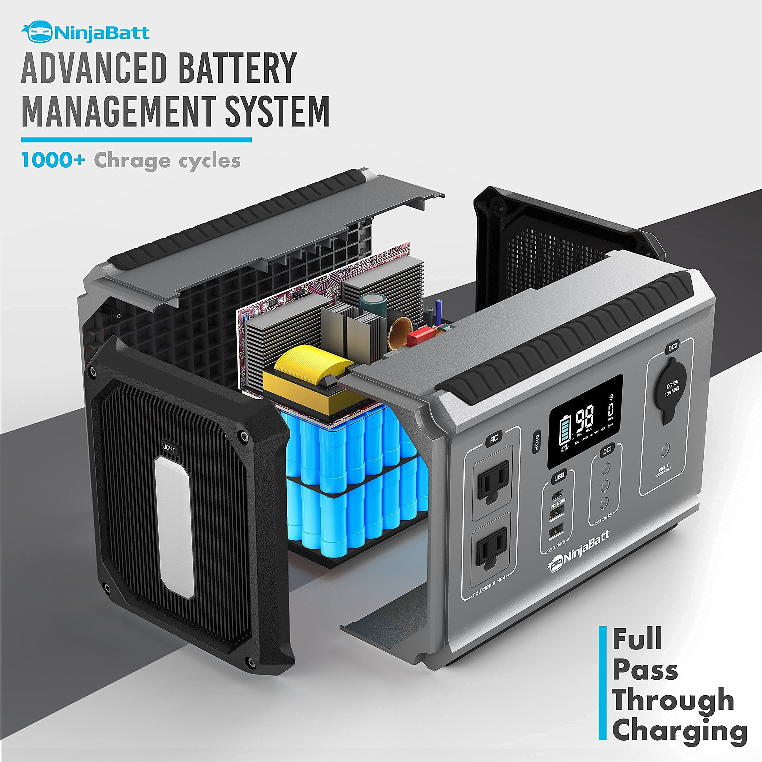 【Appliances】500W Portable Power Station, 560Wh Battery Solar Generator with Pure Sine Wave AC Outlet