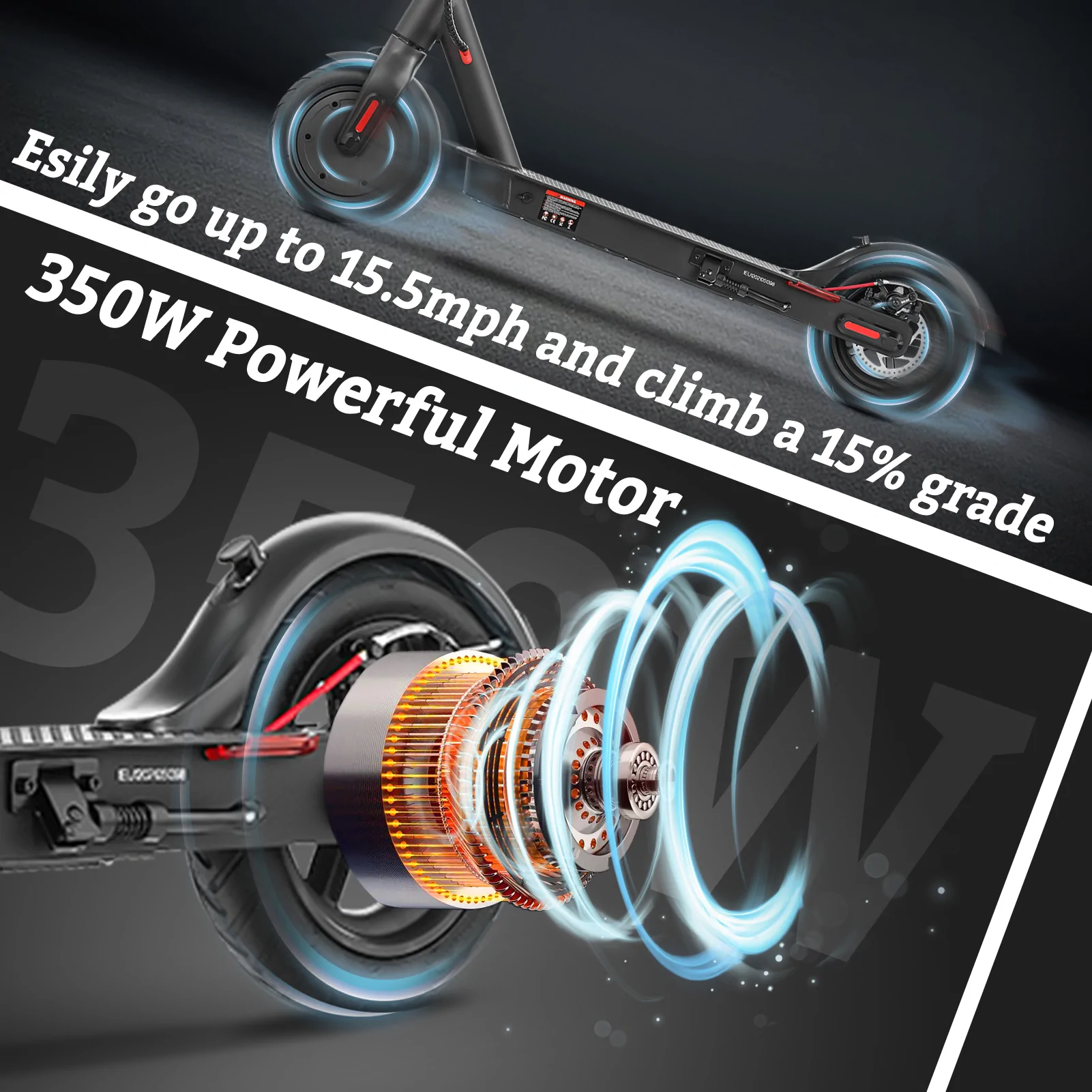 iScooter adult electric scooter, 40-45 km range, 3 speed modes, LCD display, dual brake system