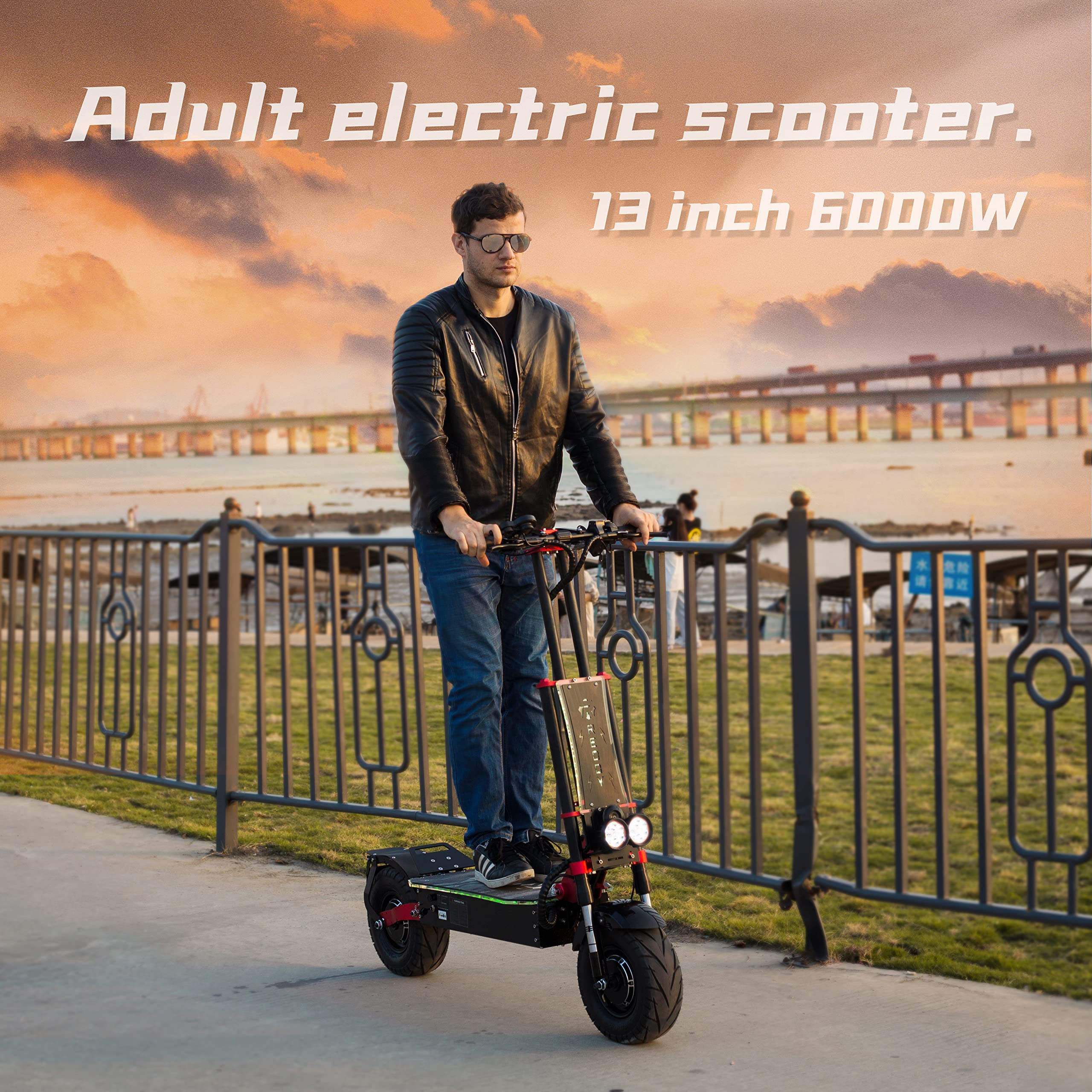 【Sports&Outdoors】Electric Scooter, Max Speed 60MPH, Total Power 8000W, 90 Mile Long Range Battery