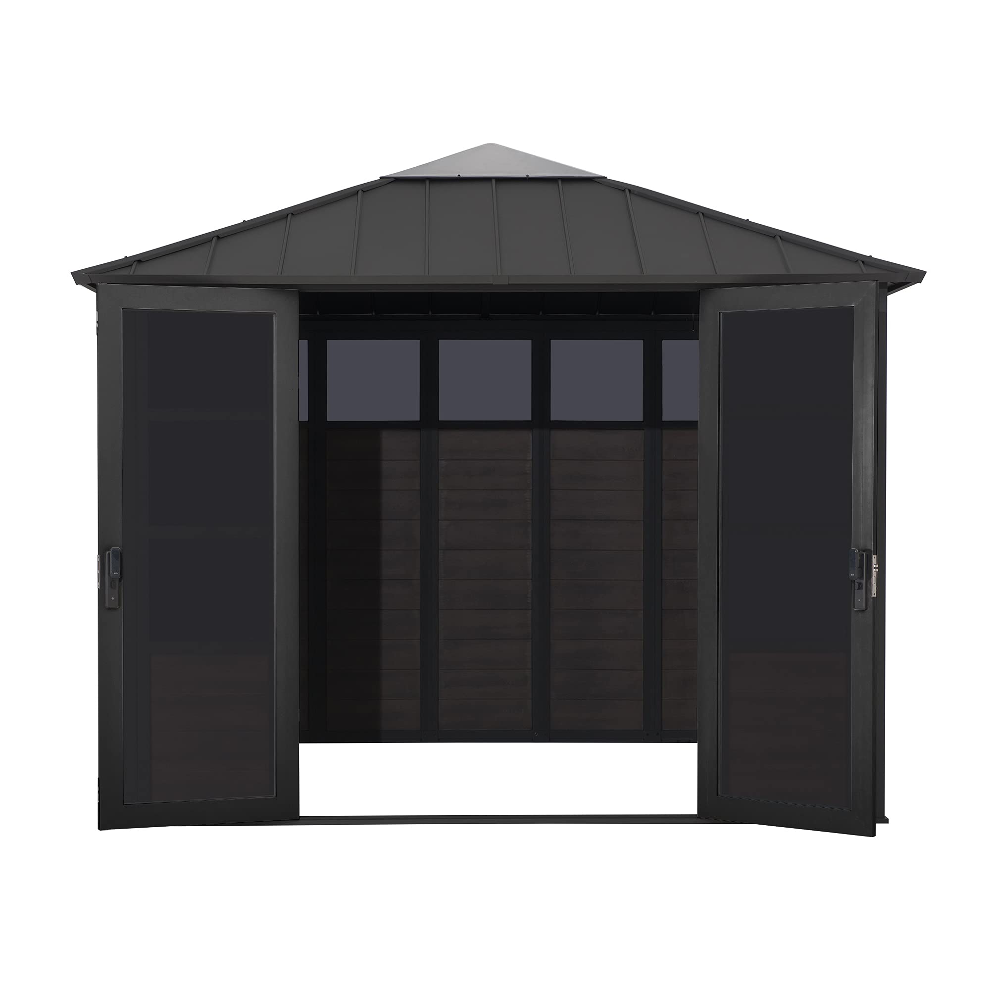 【Home&Garden】11x11 Multipurpose Studio/Hot Tub Shelter with Steel & Polycarbonate Hardtop & Mute Lock Doors
