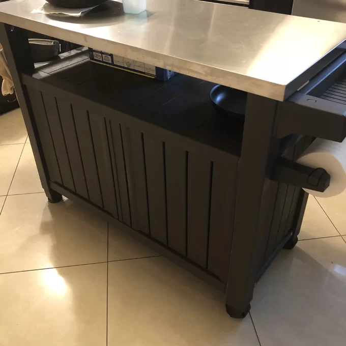 【Home&Garden】Arrilla Winston Porter Bar Cart Made of Durable Wood-look Resin And Stainless Steel Countertop