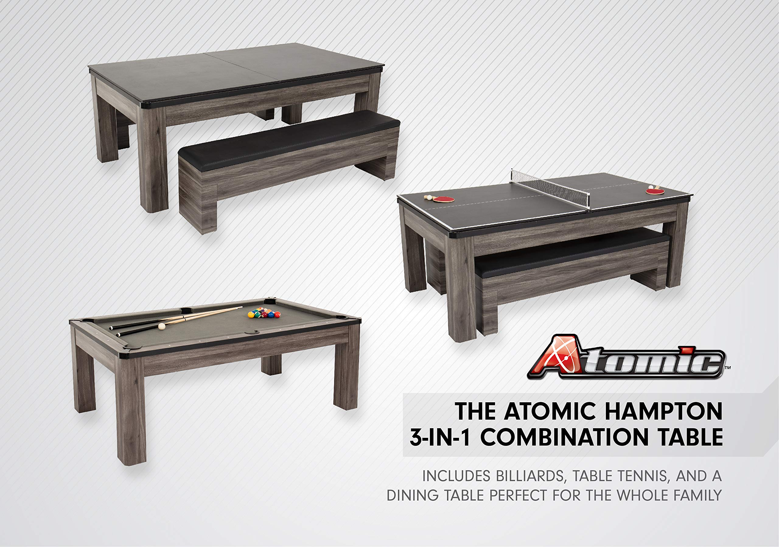 【Sports&Outdoors】7' Hampton 3-in-1 Combination Table Includes Billiards, Table Tennis & Dining Table