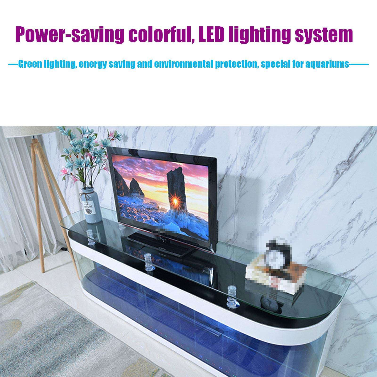 【Pet】Living Room Background Wall TV Cabinet Ecological Fish Tank Square Aquarium Glass Coffee Table