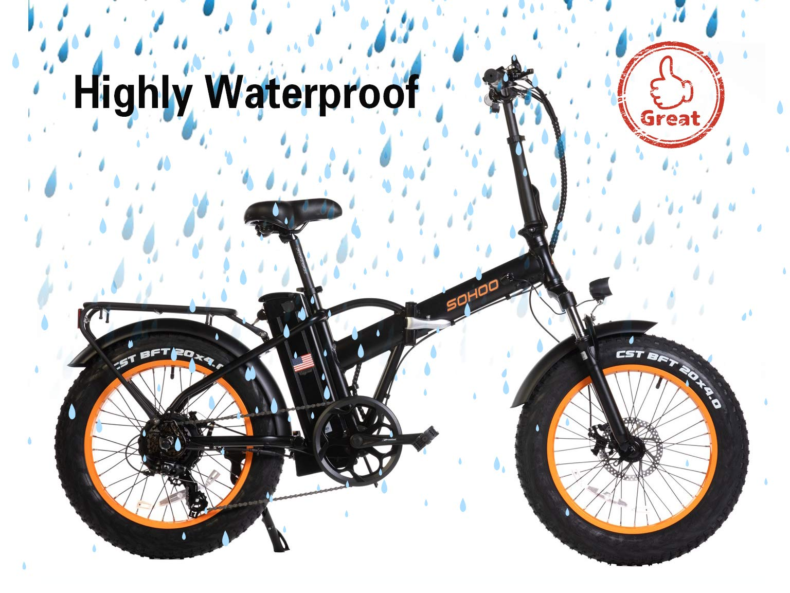 【Sports&Outdoors】Adult Step-Over & Step-Thru Folding Fat Tire E-Bike Mountain Electric Bicycle