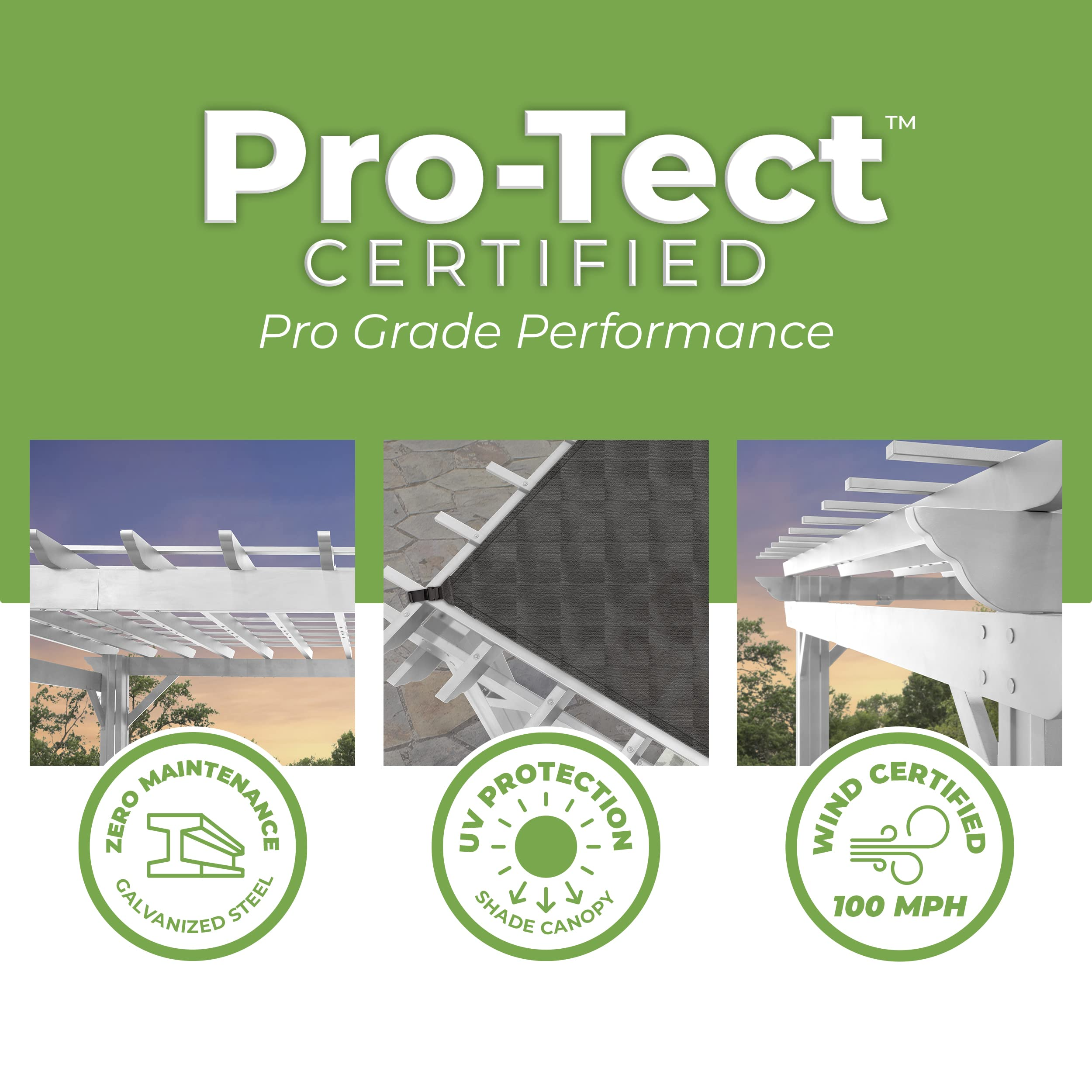 【Home&Garden】14' x 10' White Steel Traditional Pergola with Sail Shade Soft Canopy