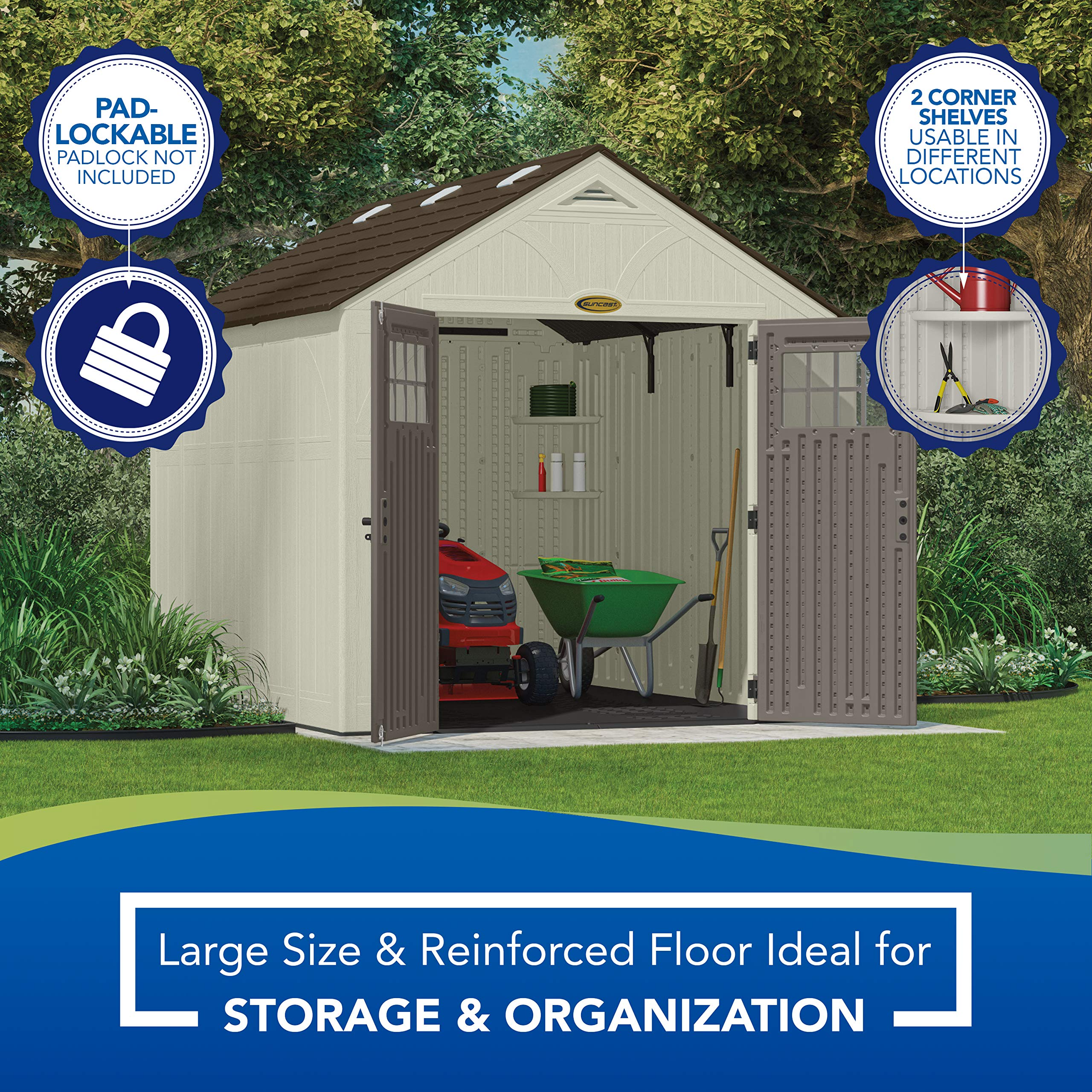 8' x 10' Heavy-Duty Resin Tremont Storage Shed, Vanilla