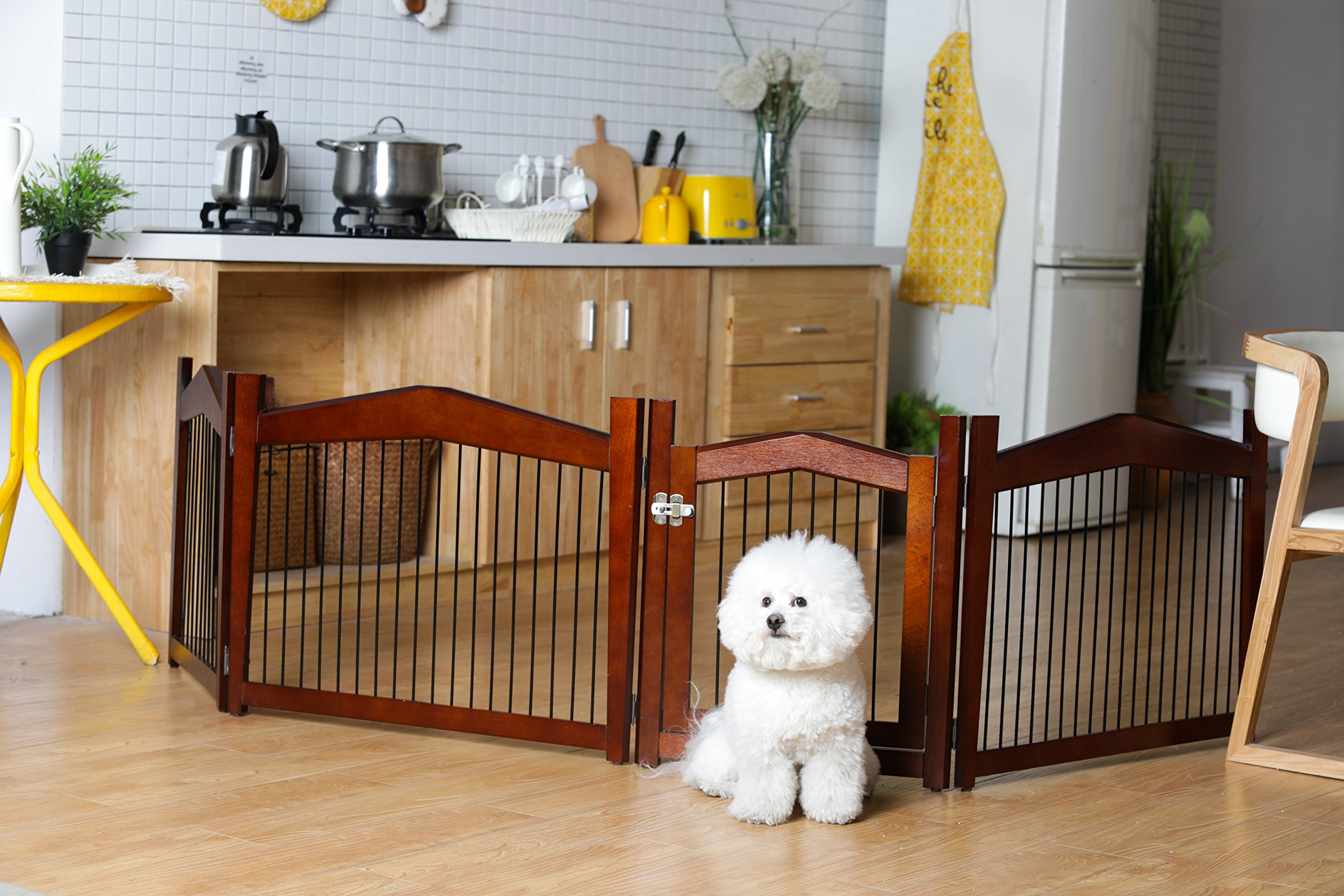 【Home&Garden】2-in-1 Configurable Pet Crate and Gate, Brown, Large