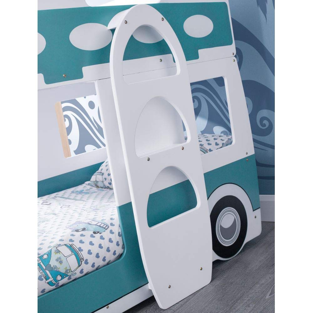 【Furniture】Wooden Kids Theme Bunk, Campervan Bunk Bed - 3ft Single with 2 Pocket Sprung Mattresses