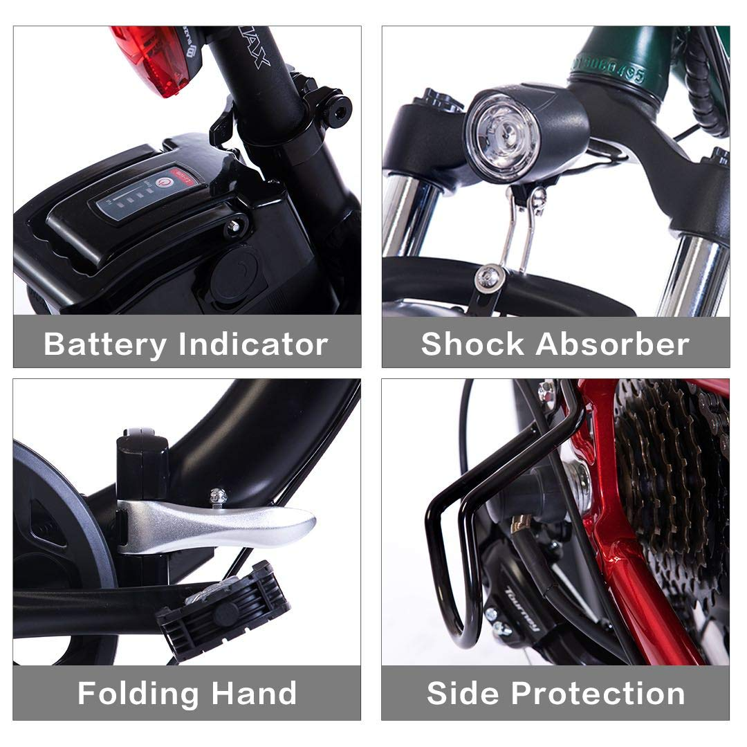 【Sports&Outdoors】Adult Step-Over & Step-Thru Folding Fat Tire E-Bike Mountain Electric Bicycle