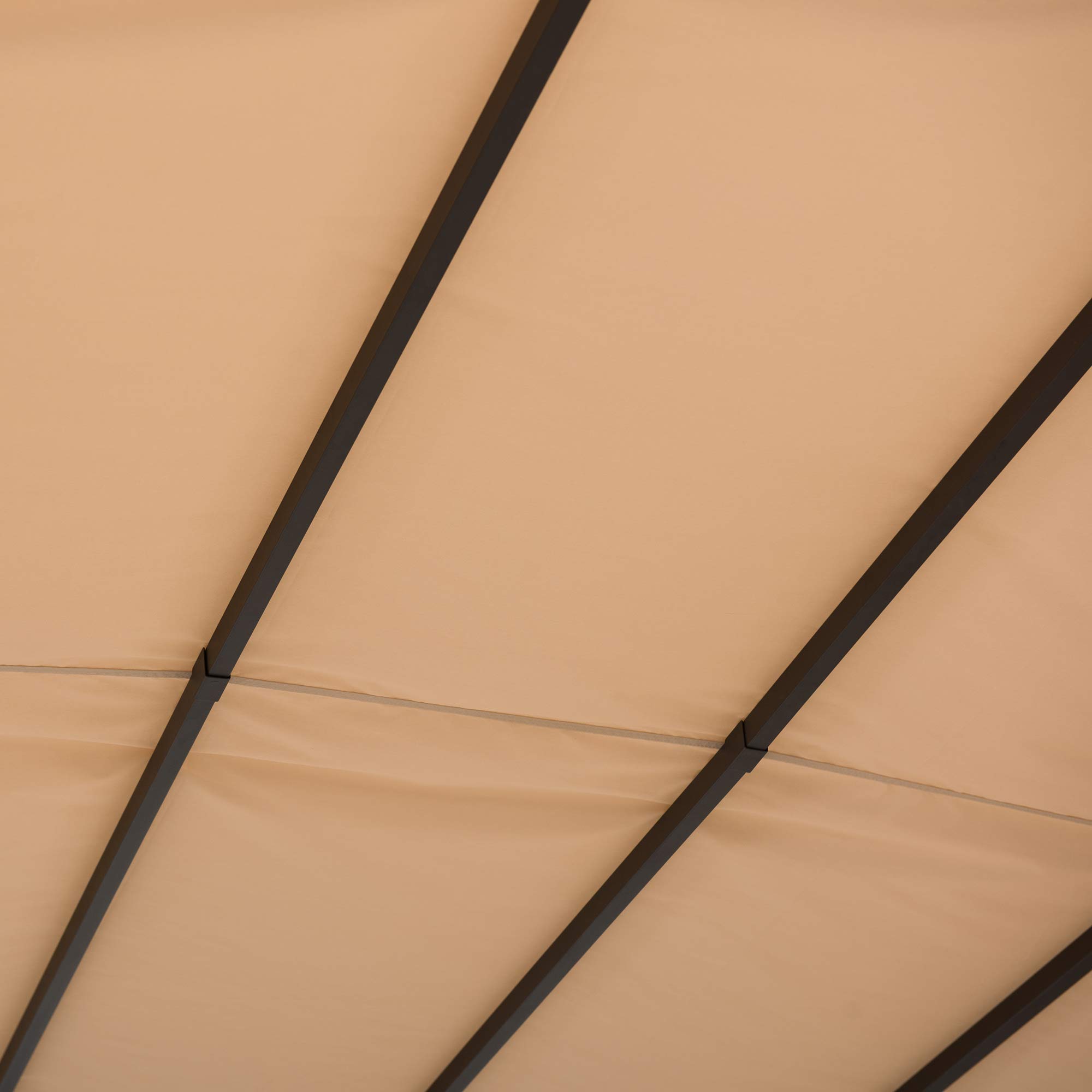 【Home&Garden】【BS】9.5x11 Steel Arched Pergola with 2-Tone Adjustable Shade, Tan & Brown