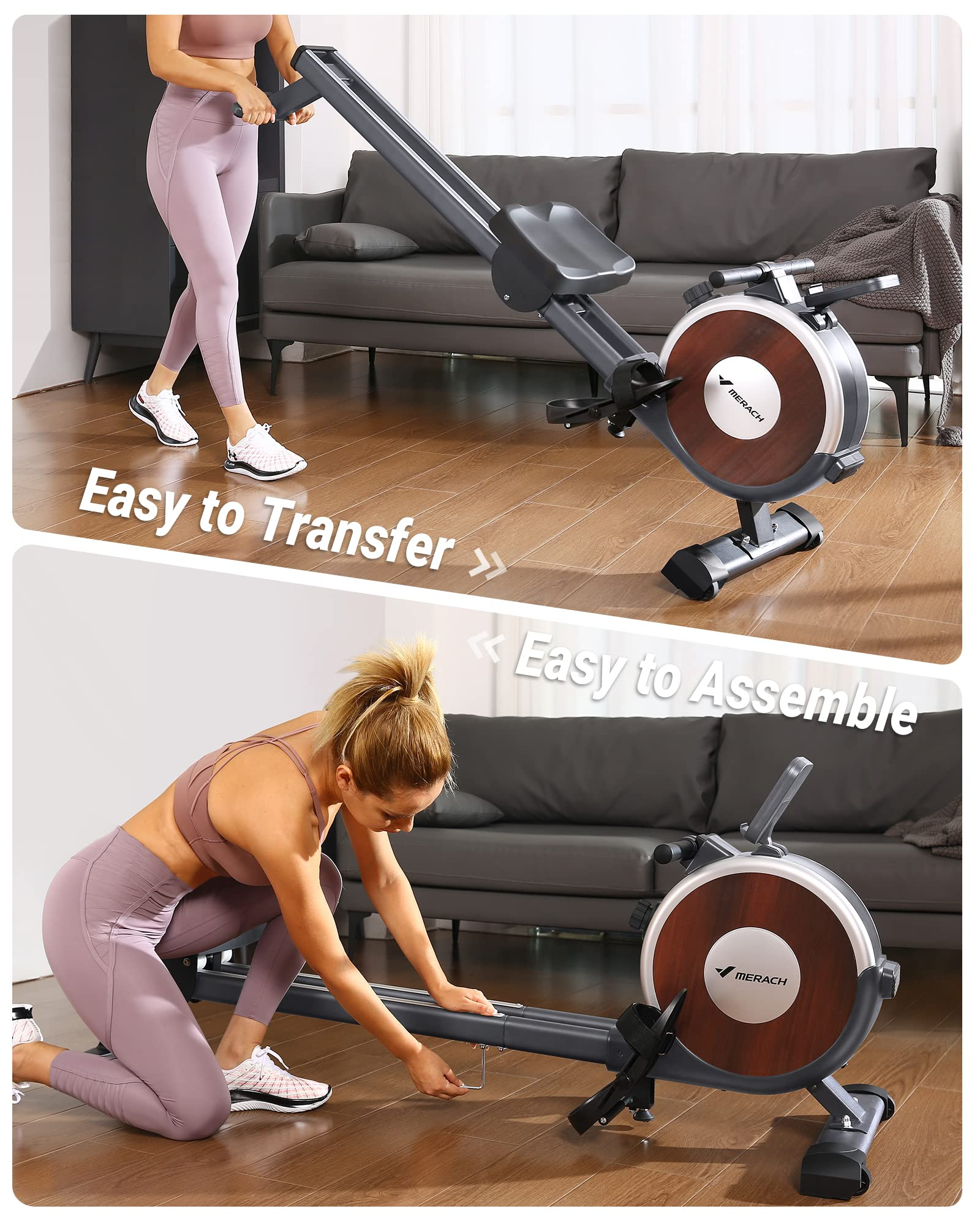 【Sports&Outdoors】Rowing Machine, MERACH Bluetooth Magnetic Rower Machine with Dual Slide Rail