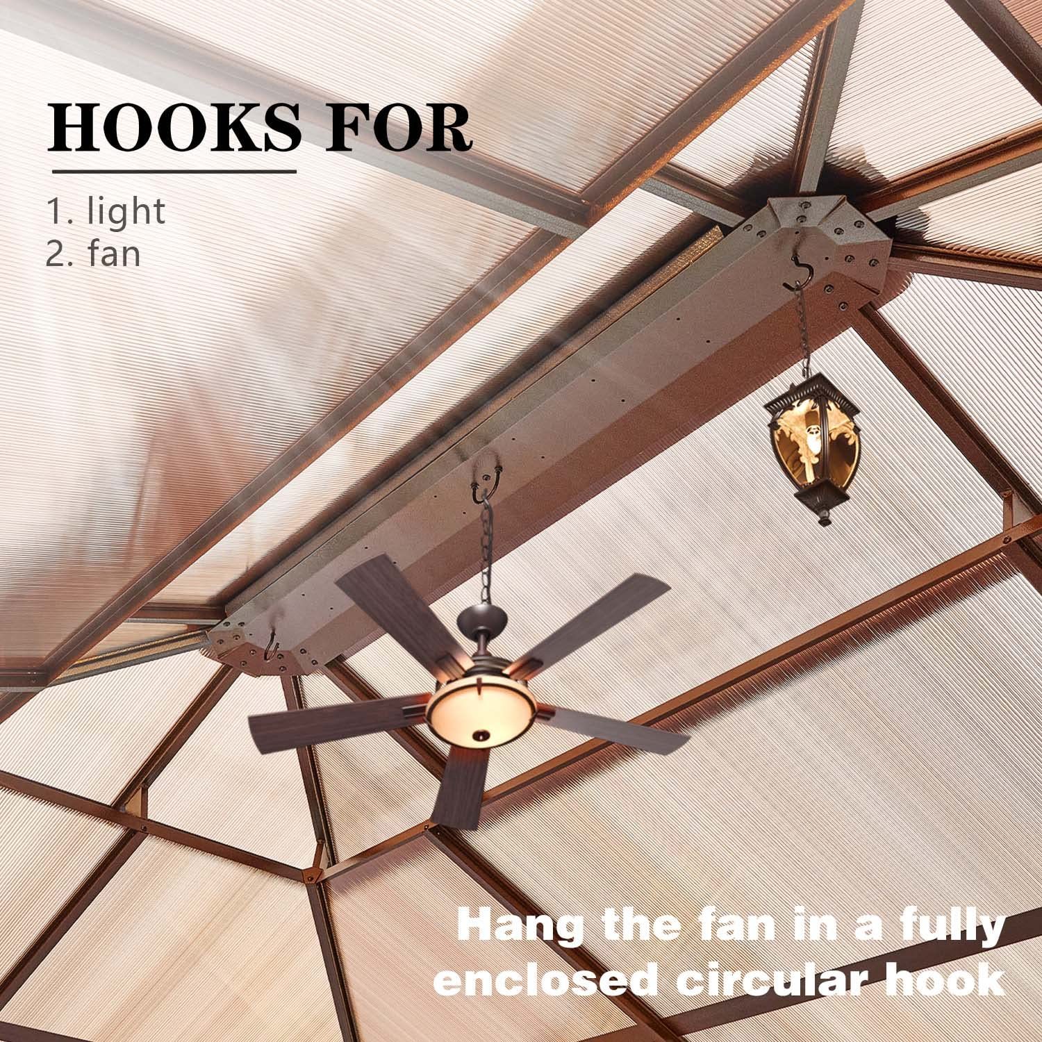 【Gazebo】10'x12' Outdoor Hardtop Polycarbonate Gazebo Canopy Curtains Aluminum Frame for Garden, Patio