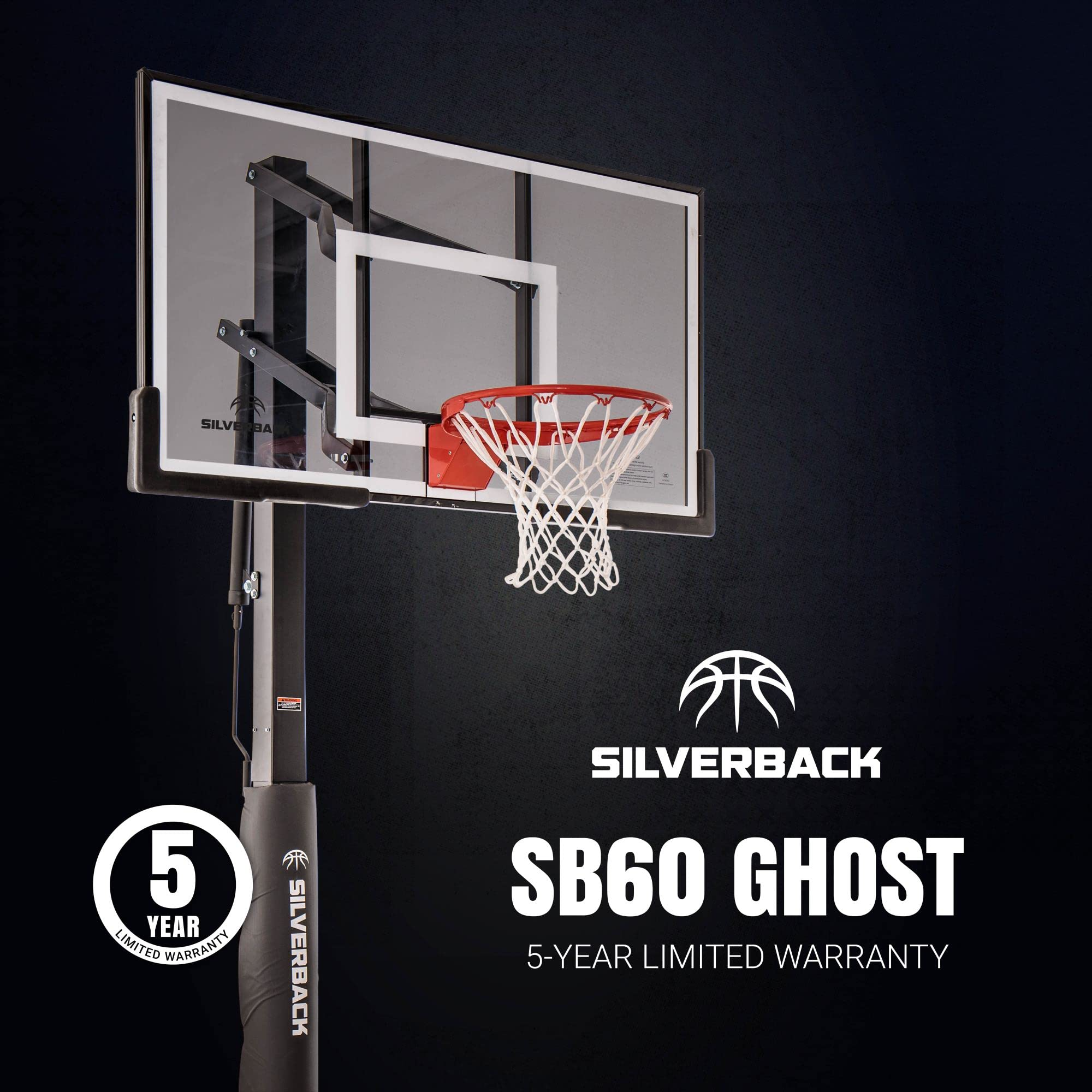 【Sports&Outdoors】Silverback In-Ground Basketball Hoop with Adjustable-Height Tempered Glass Basketball Goal Backboard