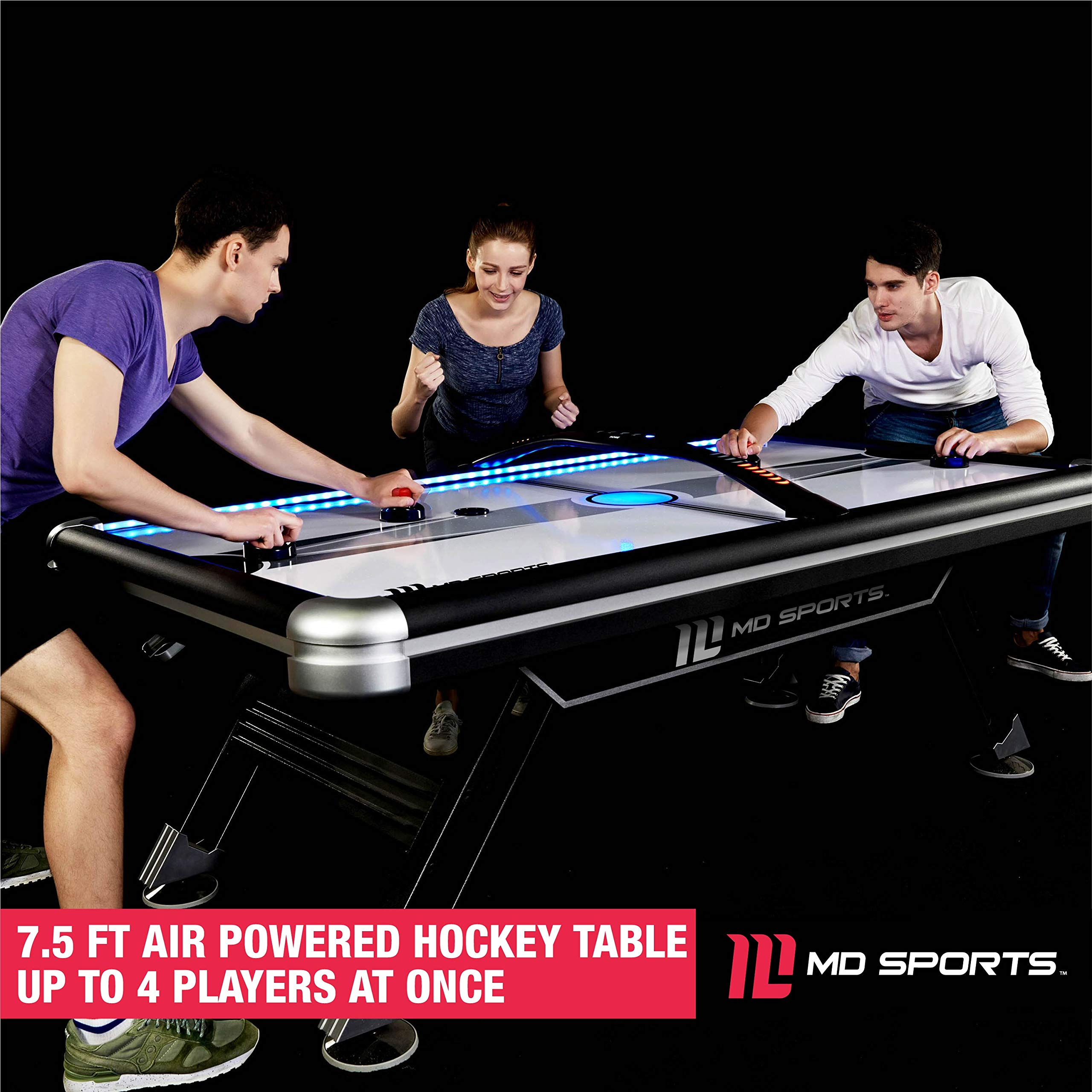 【Sports&Outdoors】Titan 7.5 ft. Air Powered Hockey Table with Overhead Scorer