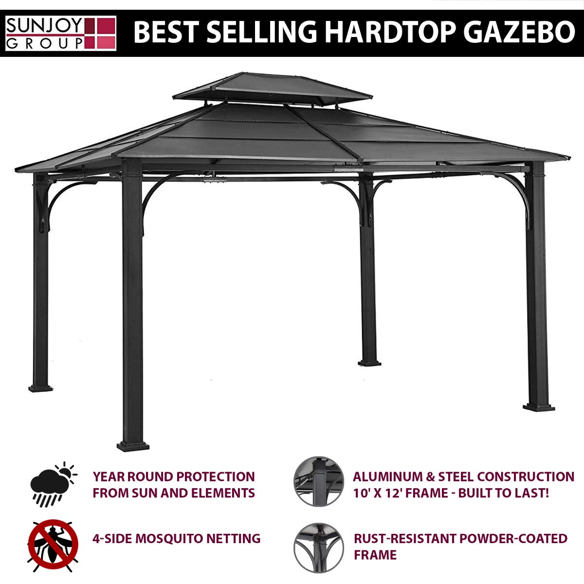 【Gazebo】10x12 Chatham Steel Hardtop Gazebo