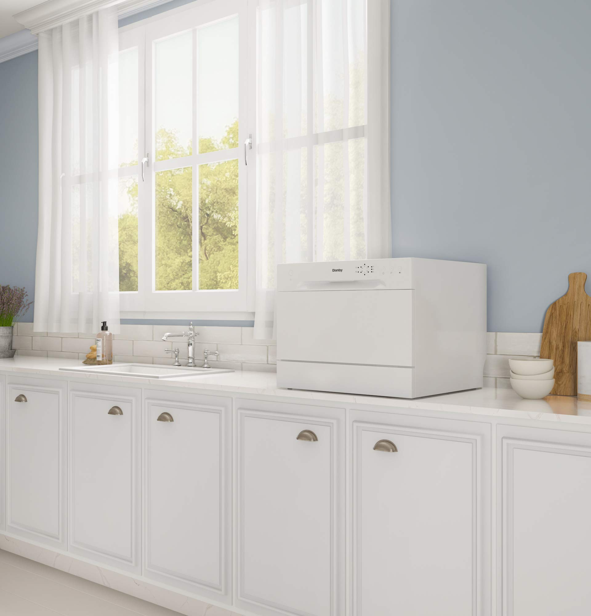 【Appliances】Countertop Dishwasher with 6 Place Settings, 6 Wash Cycles and Silverware Basket