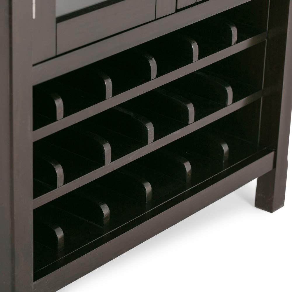 【Furniture】Kitchener 18-Bottle SOLID WOOD 32 inch Wide Contemporary High Storage Wine Rack Cabinet