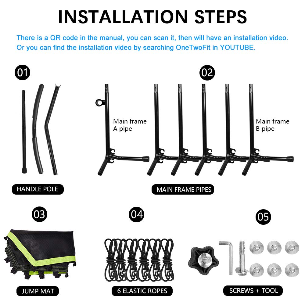 【Baby&Kids】Silent Mini Fitness Trampoline with Adjustable Handle Bar, for Adults or Kids