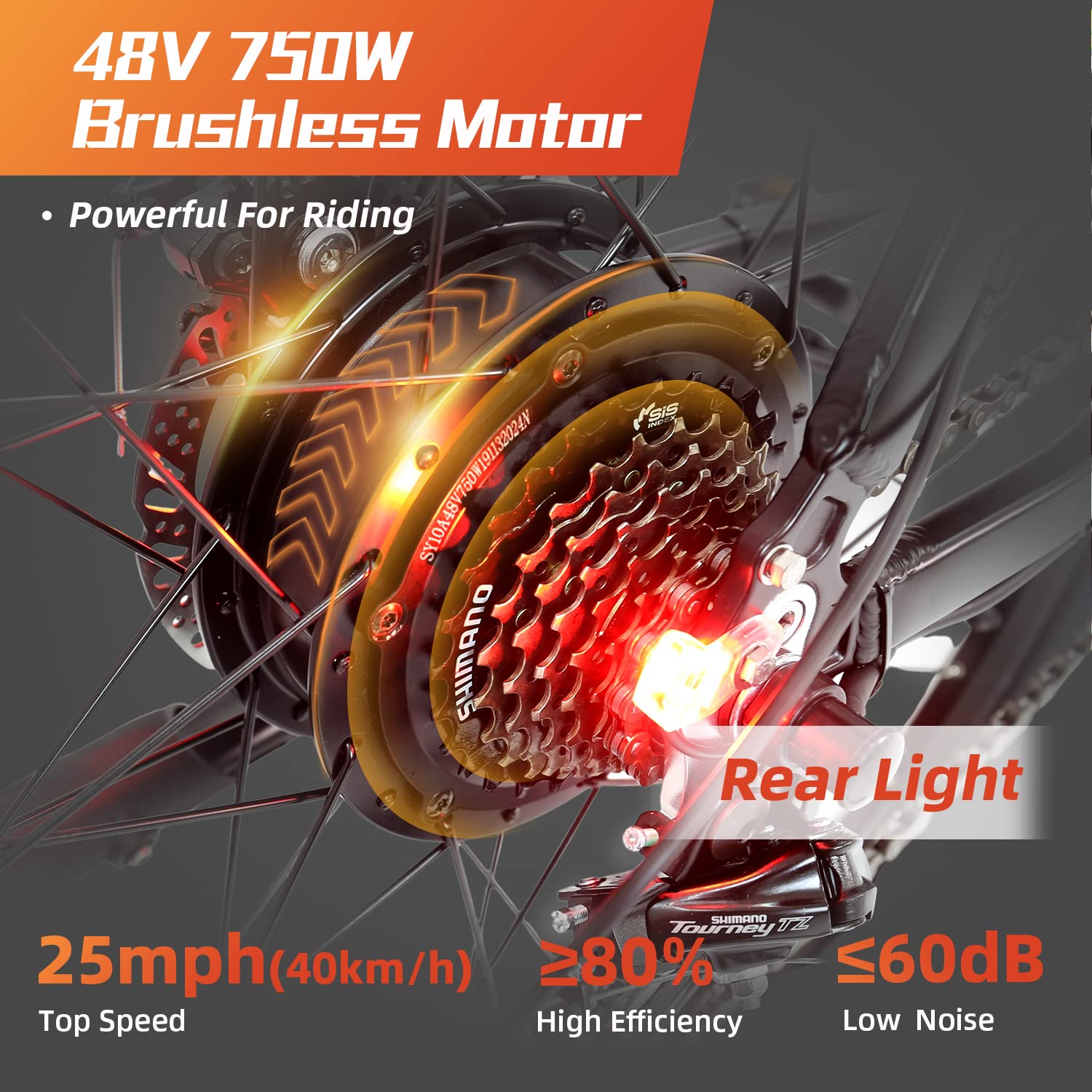 【Sports&Outdoors】Electric Bike 750W 48V Mountain Ebikes 26