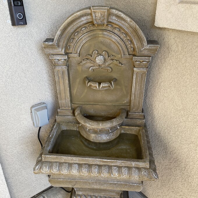 【Décor】Royal Lions Head Mediterranean Outdoor 3 Tiered Wall Water Fountain 51