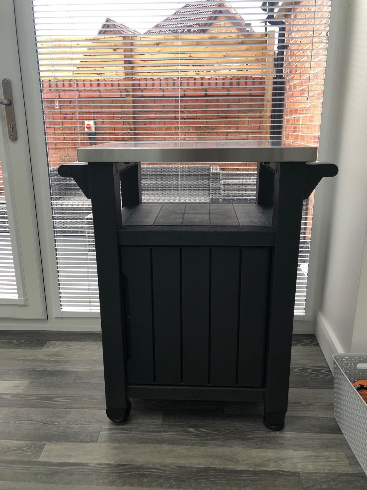 【Home & Garden】Outdoor Portable Entertainment Kitchen Storage and Food Station, Graphite, 70 x 54 x 90 cm