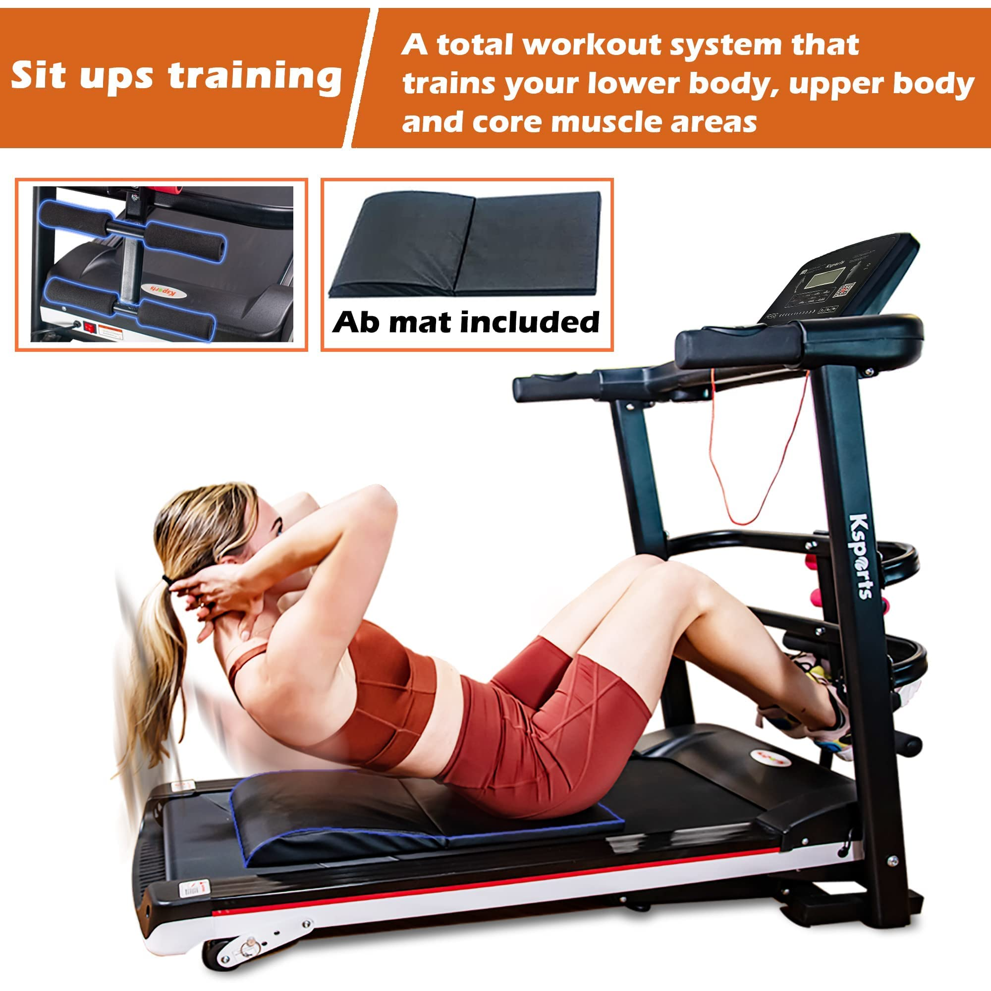 Treadmill Bundle, Electric Folding Incline Treadmill with Auto/Manual Inclineeasy-to-read LCD display with heart-rate sensor on handlebars & fit show smart app