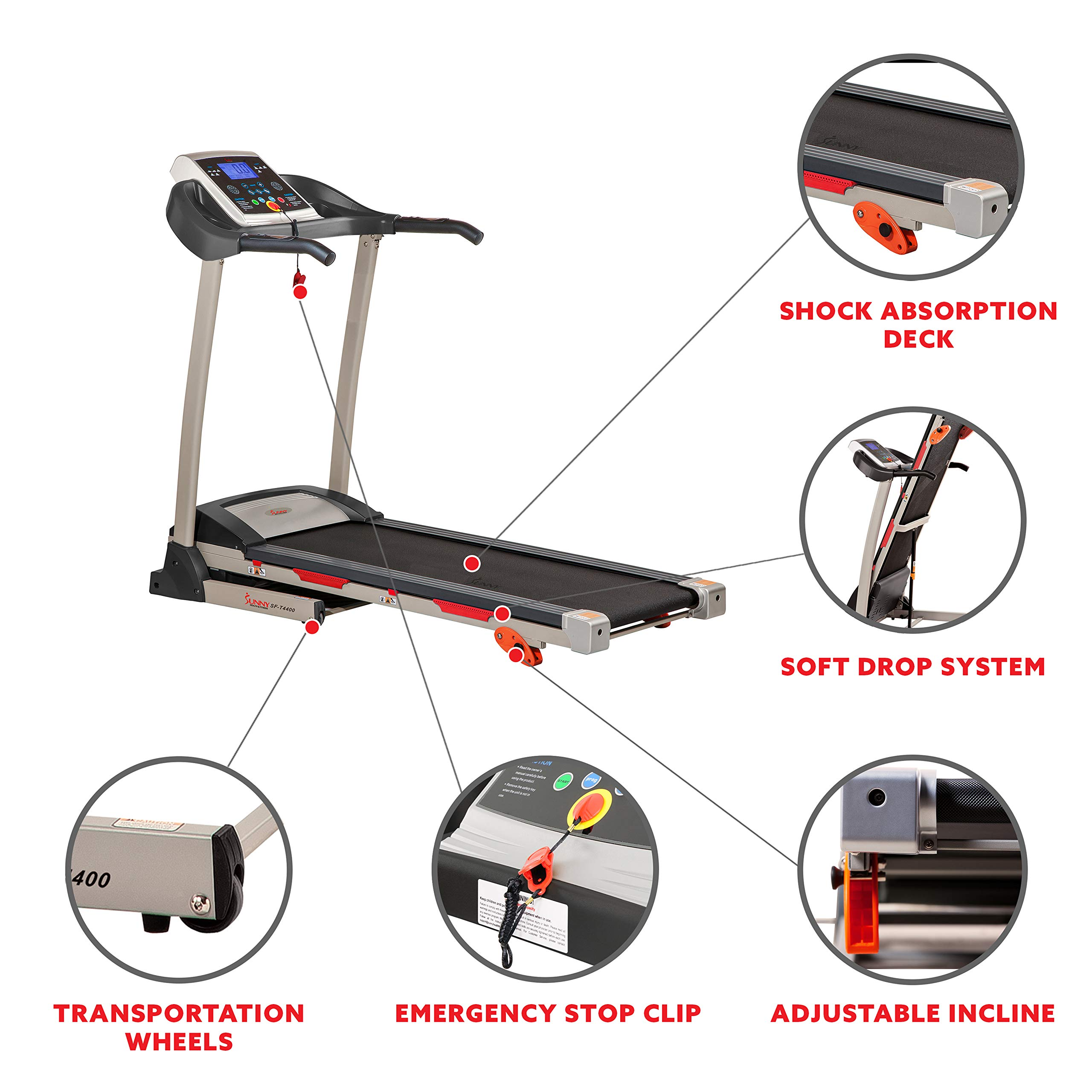【Sports&Outdoors】Folding Incline Treadmill with Optional Exclusive SunnyFit App & Smart Bluetooth Connectivity