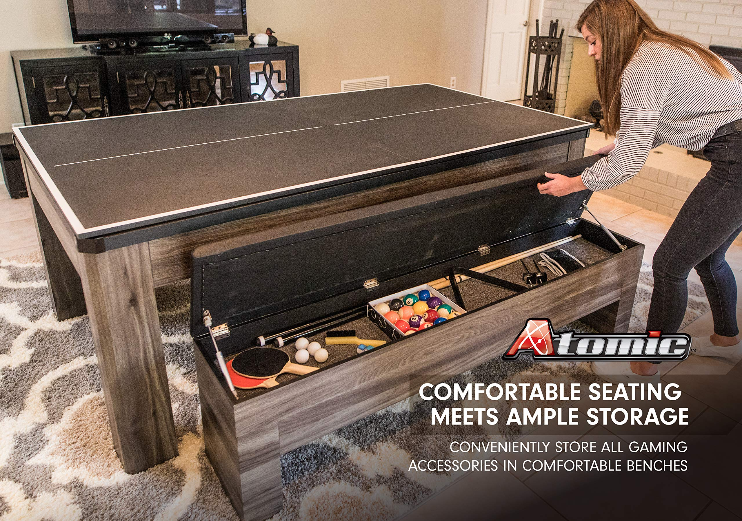 【Sports&Outdoors】7' Hampton 3-in-1 Combination Table Includes Billiards, Table Tennis & Dining Table