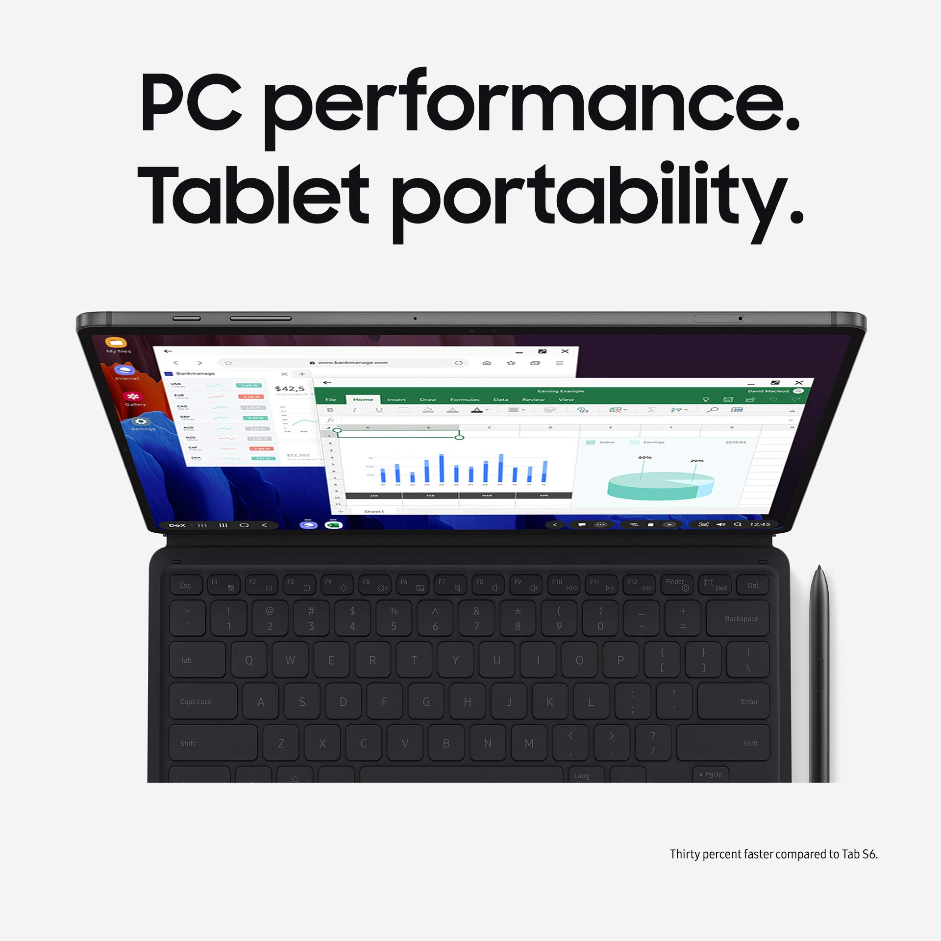 【Electronics】Galaxy Tab S7+ Wi-Fi, Unlocked Android 5G phone, Mystic Black - 256 GB