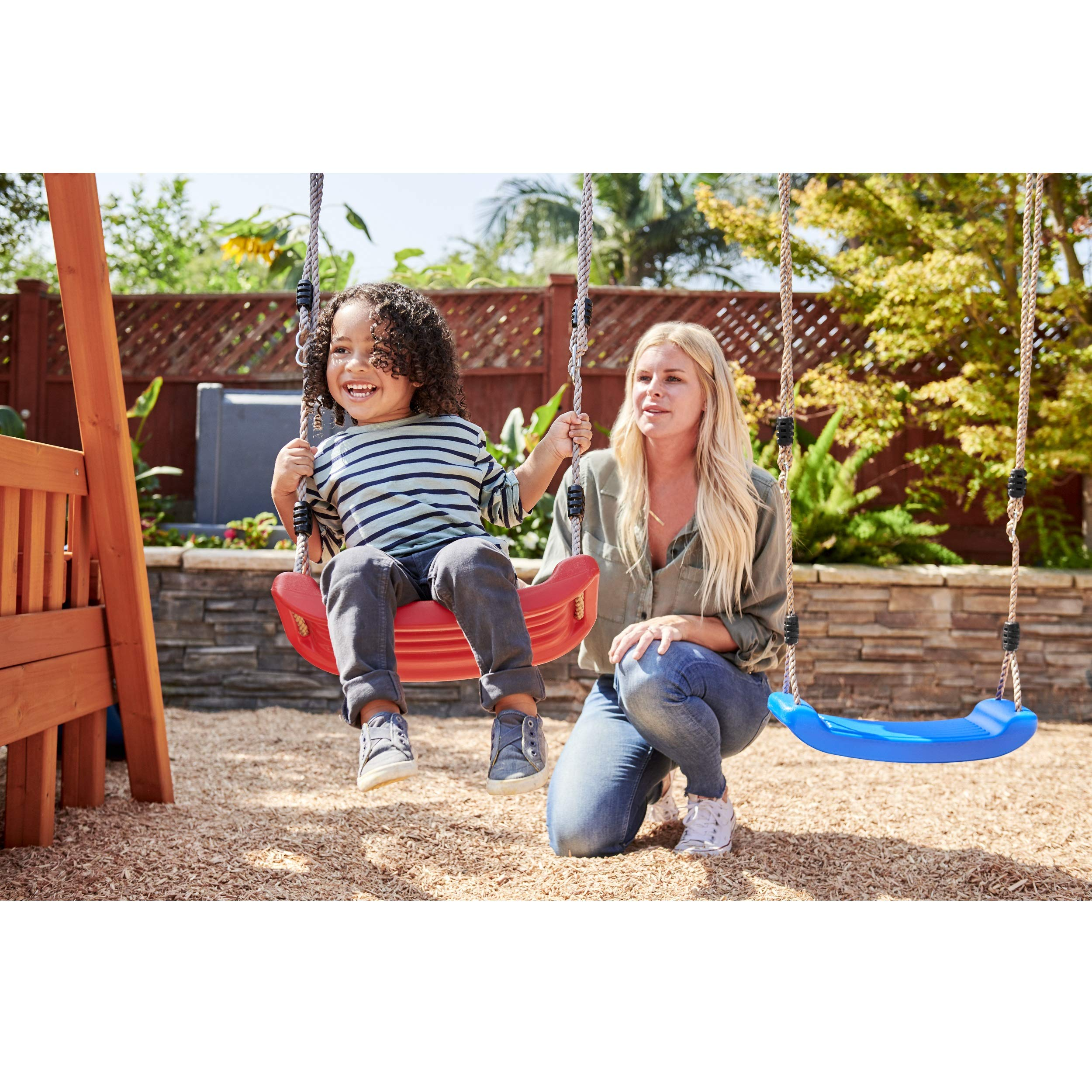 【Baby&Kids】Chipmunk Cottage Outdoor Wooden Backyard Playset with Swing Set and Playhouse for Kids