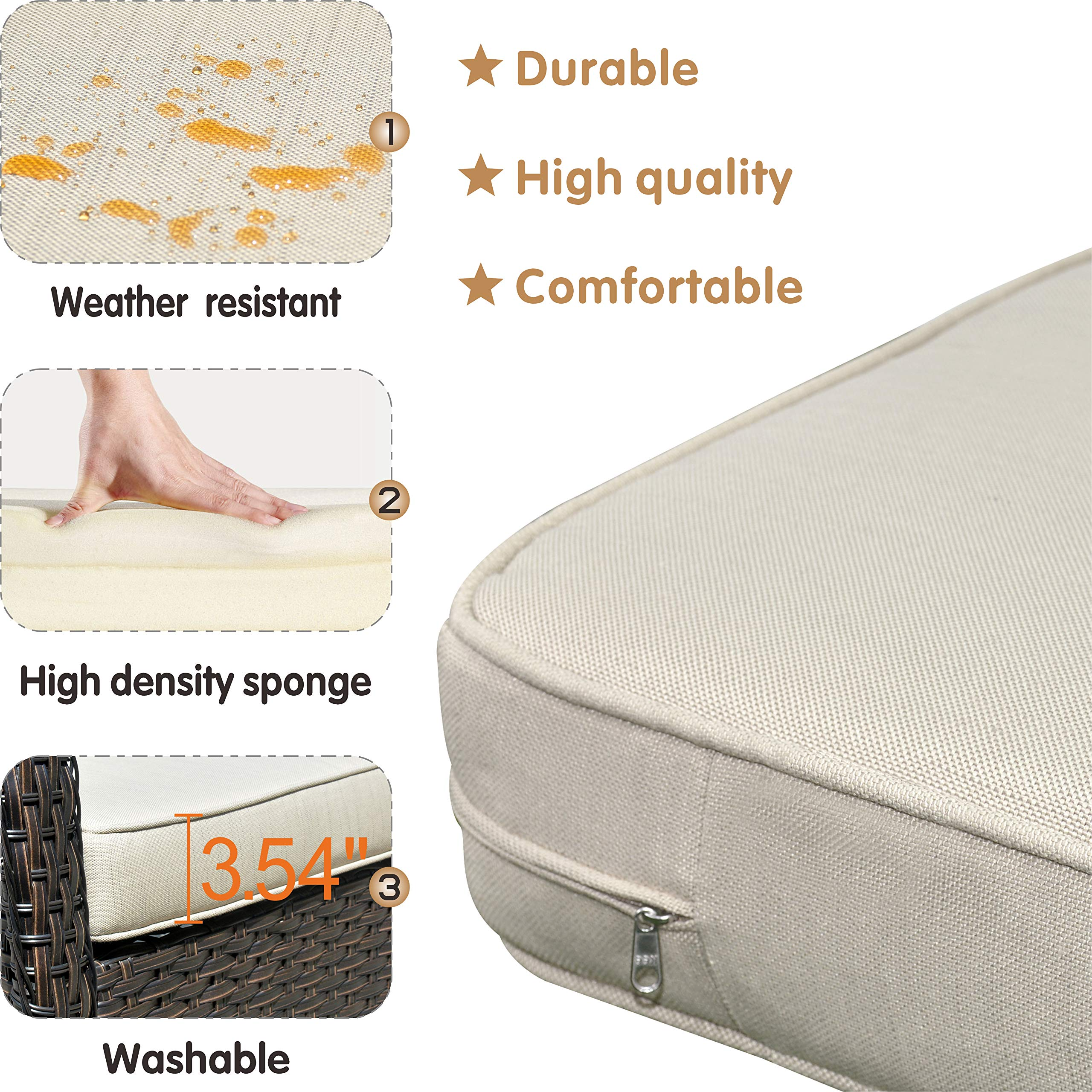 【Furniture】Patio Furniture Conversation Set All Weather Wicker 6 Pcs High Back Sofa w Coffee Table & Ottomans《NO8》