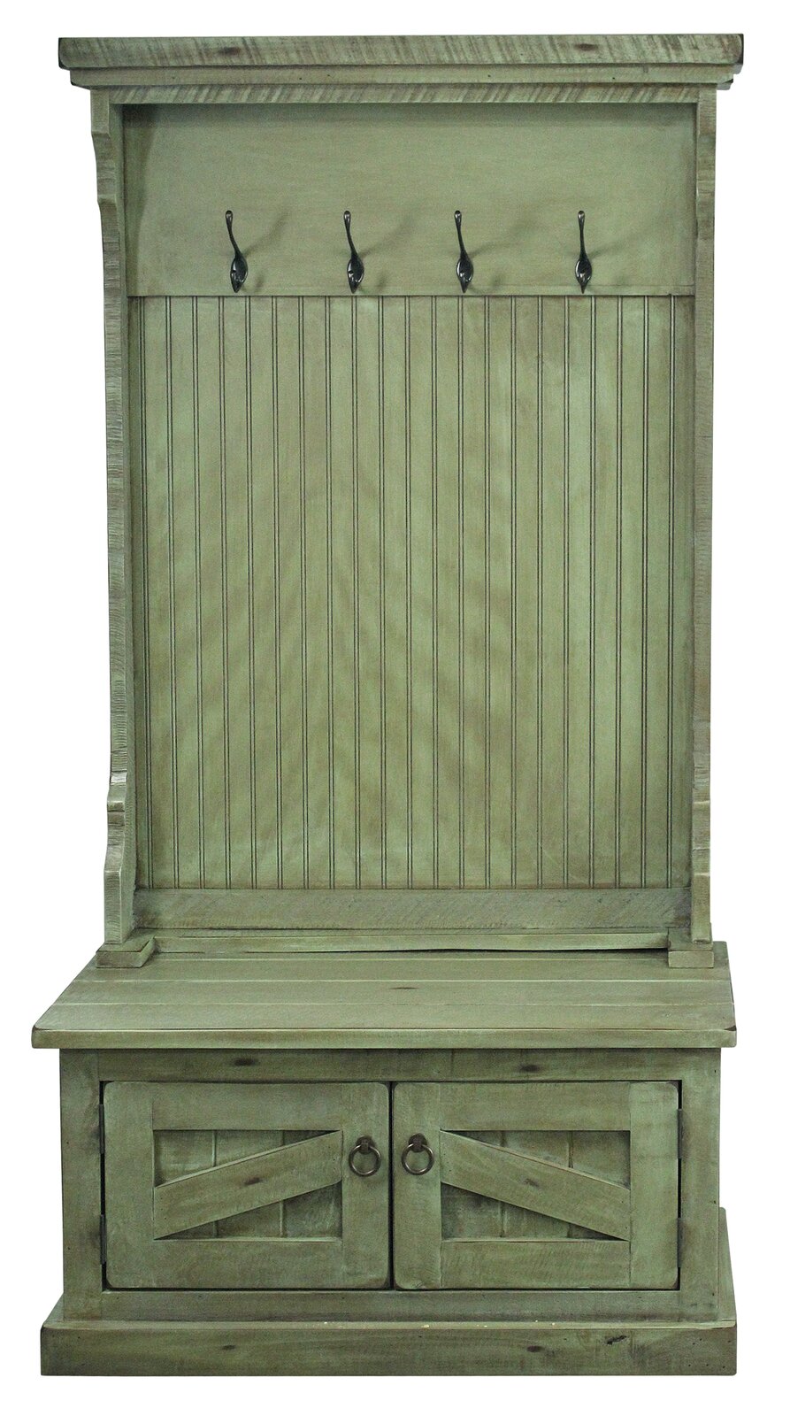 【Furniture】Kinley 37.5'' Wide Solid Wood Hall Tree with Bench and Shoe Storage