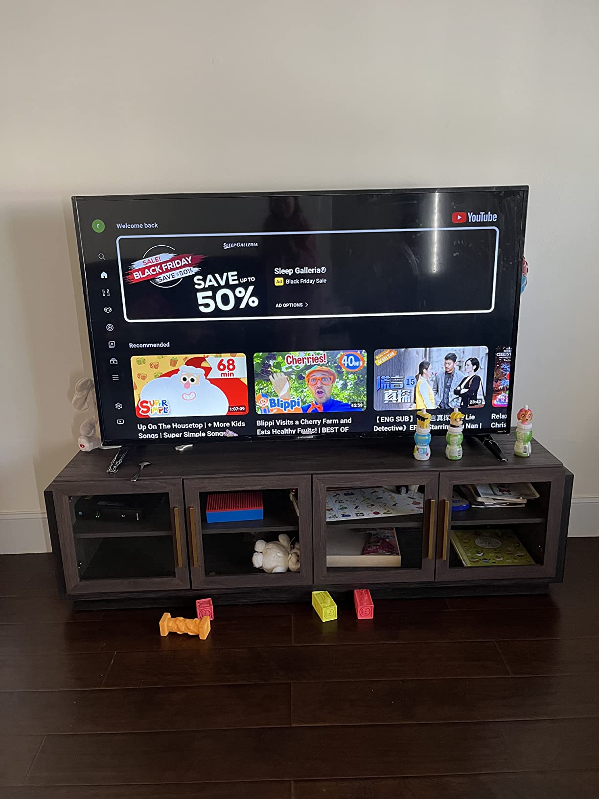 【Furniture】Sideboard Buffet Cabinet, Modern Wood Glass-Buffet-Sideboard with Storage, Console Table