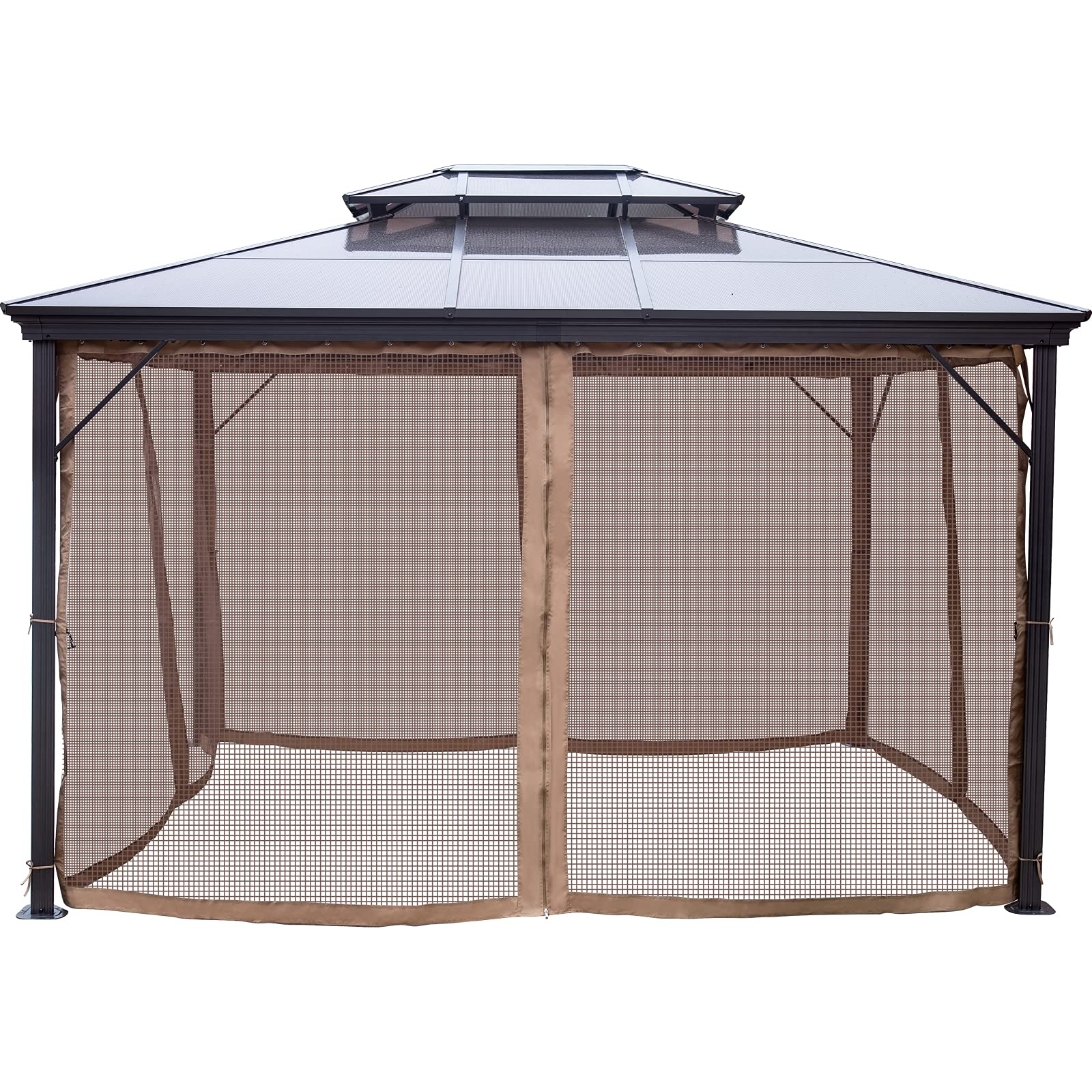 【Gazebo】Hard Top Gazebo 10' x 12' with Netting - Metal Gazebo
