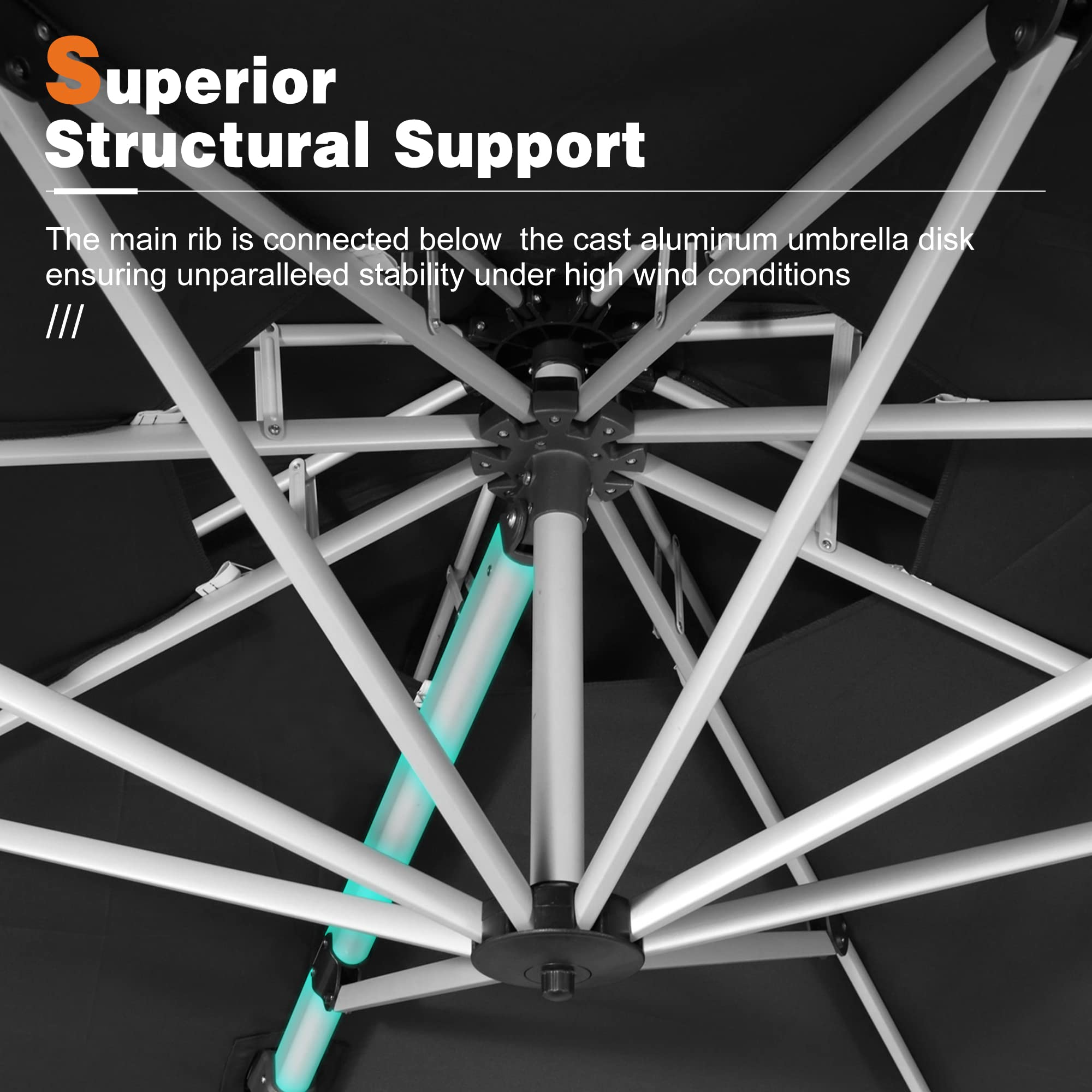 【Home&Garden】13 Ft Double Top Round Deluxe Patio Umbrella Offset Hanging Umbrella Outdoor Garden Umbrella