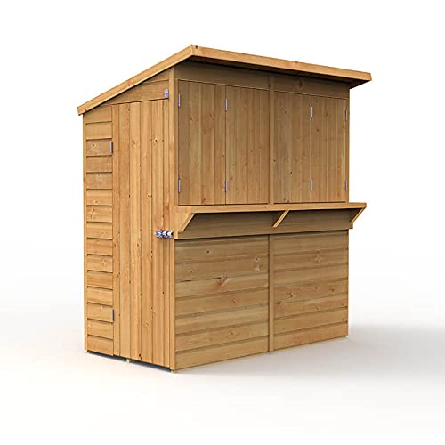 【Home&Garden】【BS】Outdoor Garden Bar, 6' x 3' Forest Wooden Shiplap Pent Garden Bar