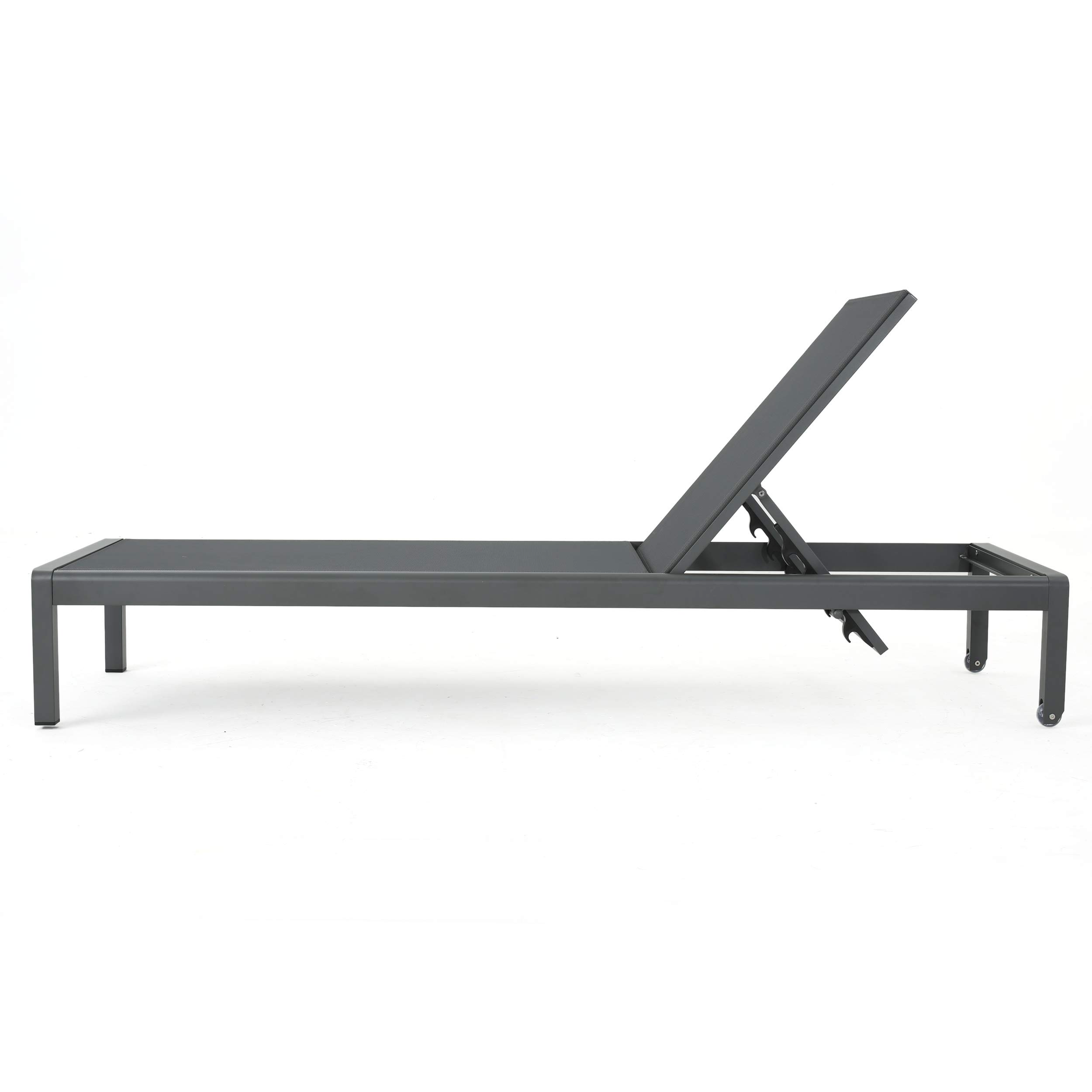 【Home&Garden】Coral Bay Outdoor Aluminum Chaise Lounges with Mesh Seat, 4-Pcs Set, Grey  Dark Grey