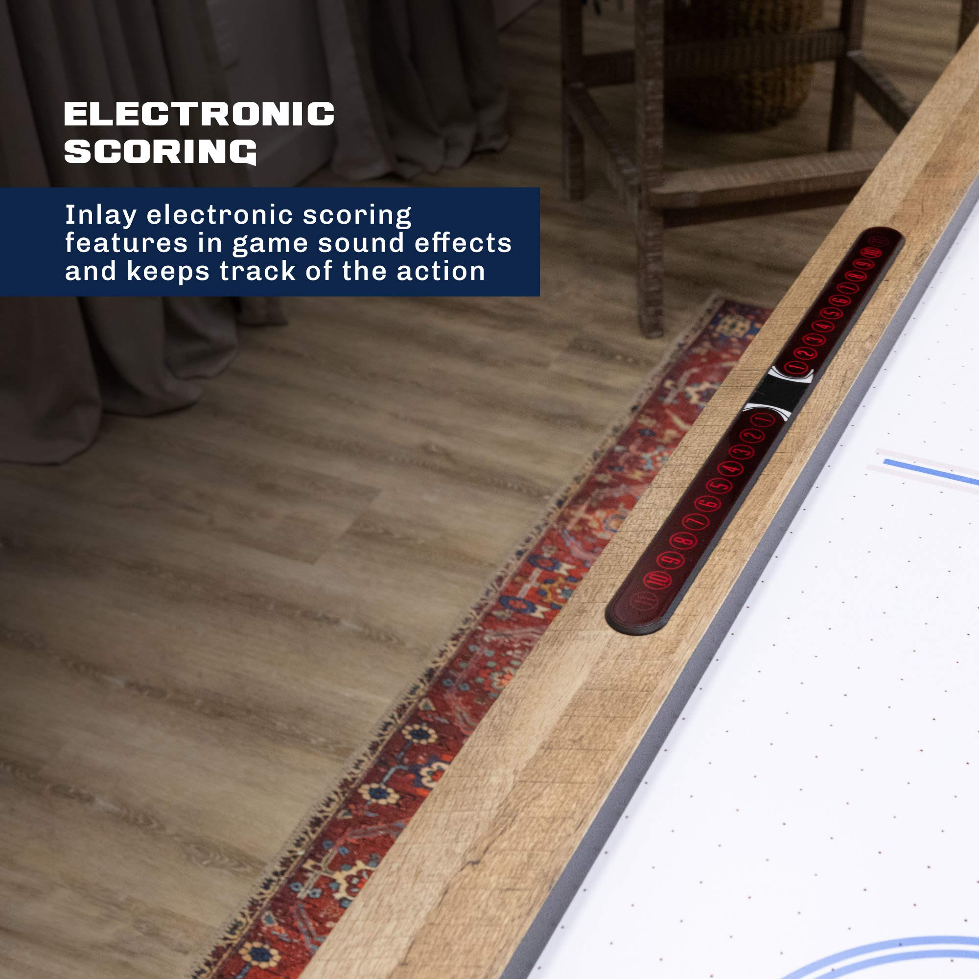 【Sports&Outdoors】Brookdale Air-Powered Hockey Table with Rustic Wood Grain Finish