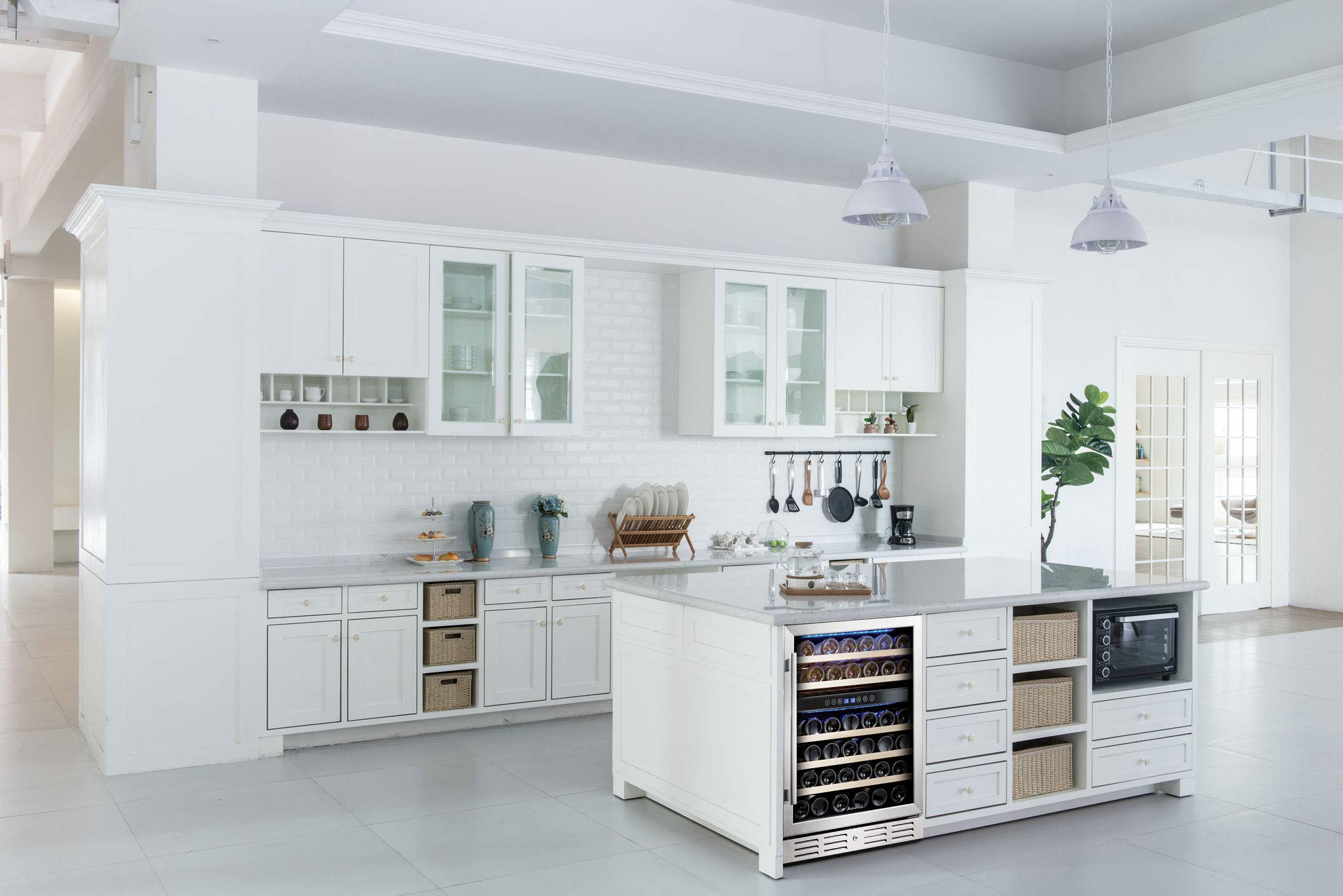 【Appliances】Kalamera 24'' Wine Cooler Refrigerator 46 Bottle Dual Zone Built-in or Freestanding Fridge