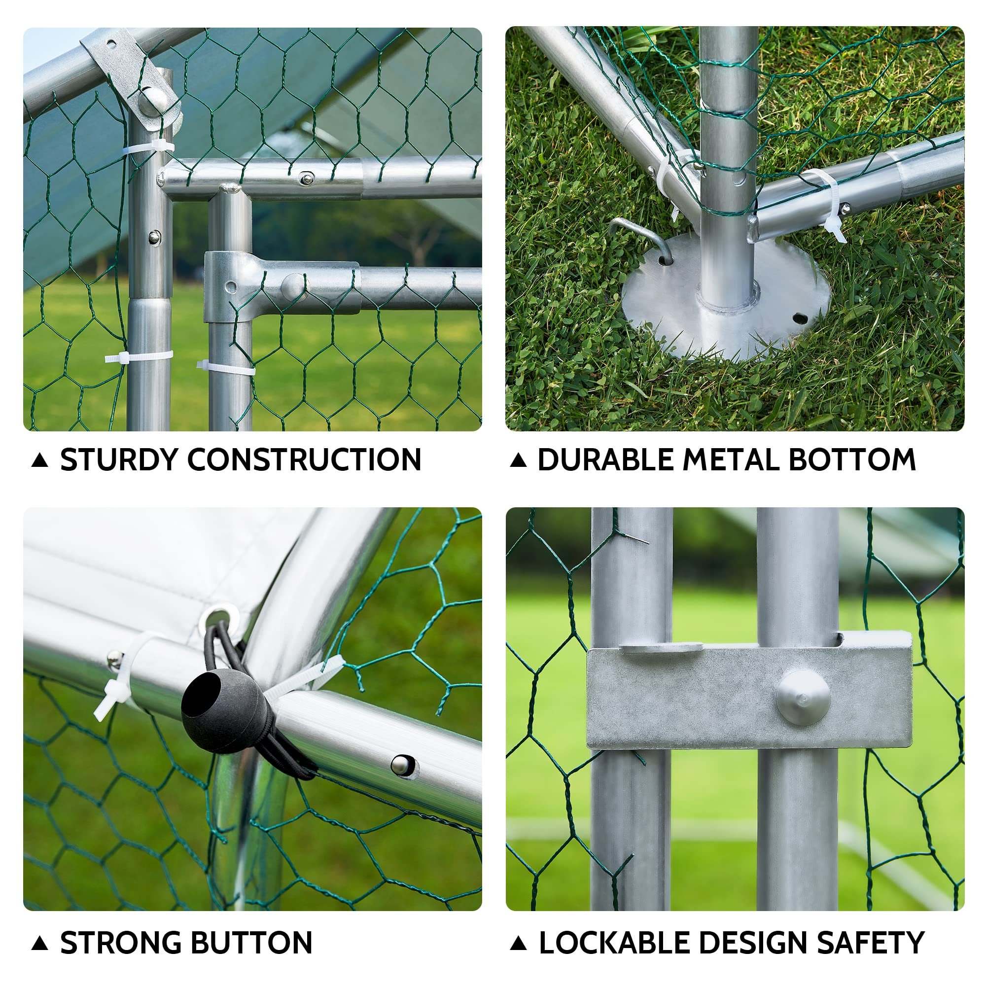 【Pet】Extra Large Metal Chicken Coop Walkin Poultry Cage Rabbits Habitat Cage(19.6'Lx9.8'Wx6.5'H)