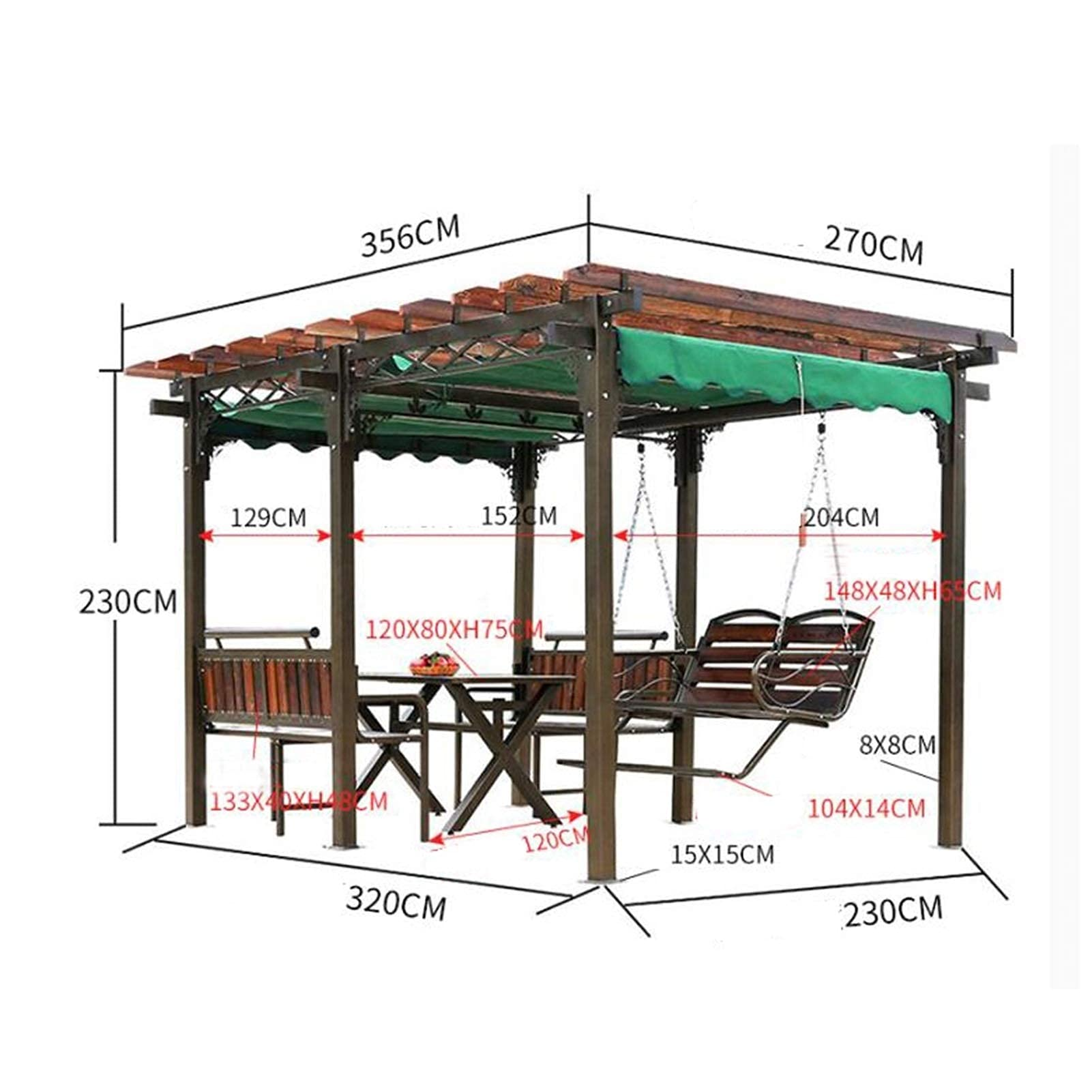 【Gazebo】Outdoor Gazebo Swing Grape Rack Anti-Corrosion Wood Aluminum Alloy