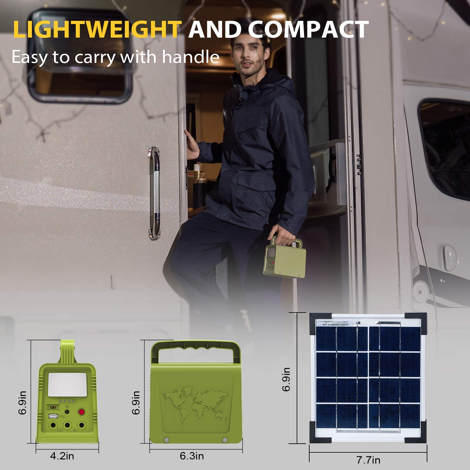 【Appliances】42 Wh Portable Power Station, Solar Generator with Solar Panel, Flashlights, USB Outlet