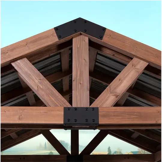 【Gazebo】10 x 12 ft. Solid Wood Patio Gazebo, Premium Cedar Framed Gazebo for Garden, Patio, Backyard